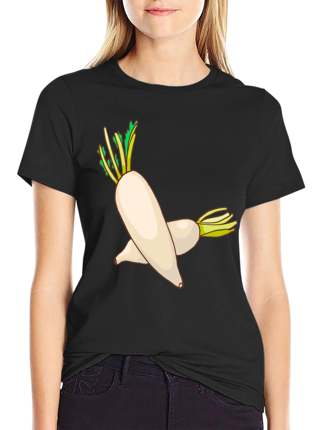 Radish Graphic Tee - Black Cotton Blend T-Shirt