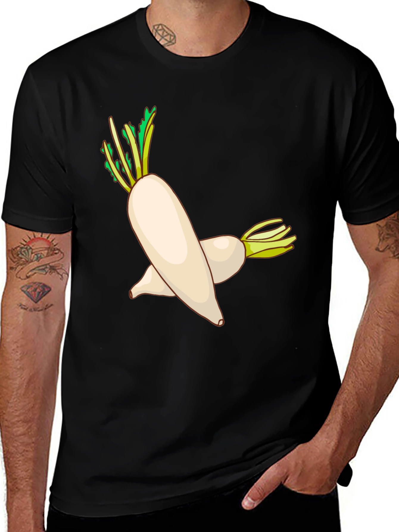 Radish Graphic Tee - Black Cotton Blend T-Shirt