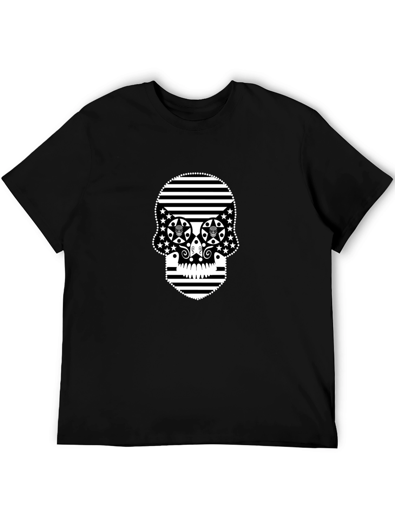 Stripped Skull Black T-Shirt