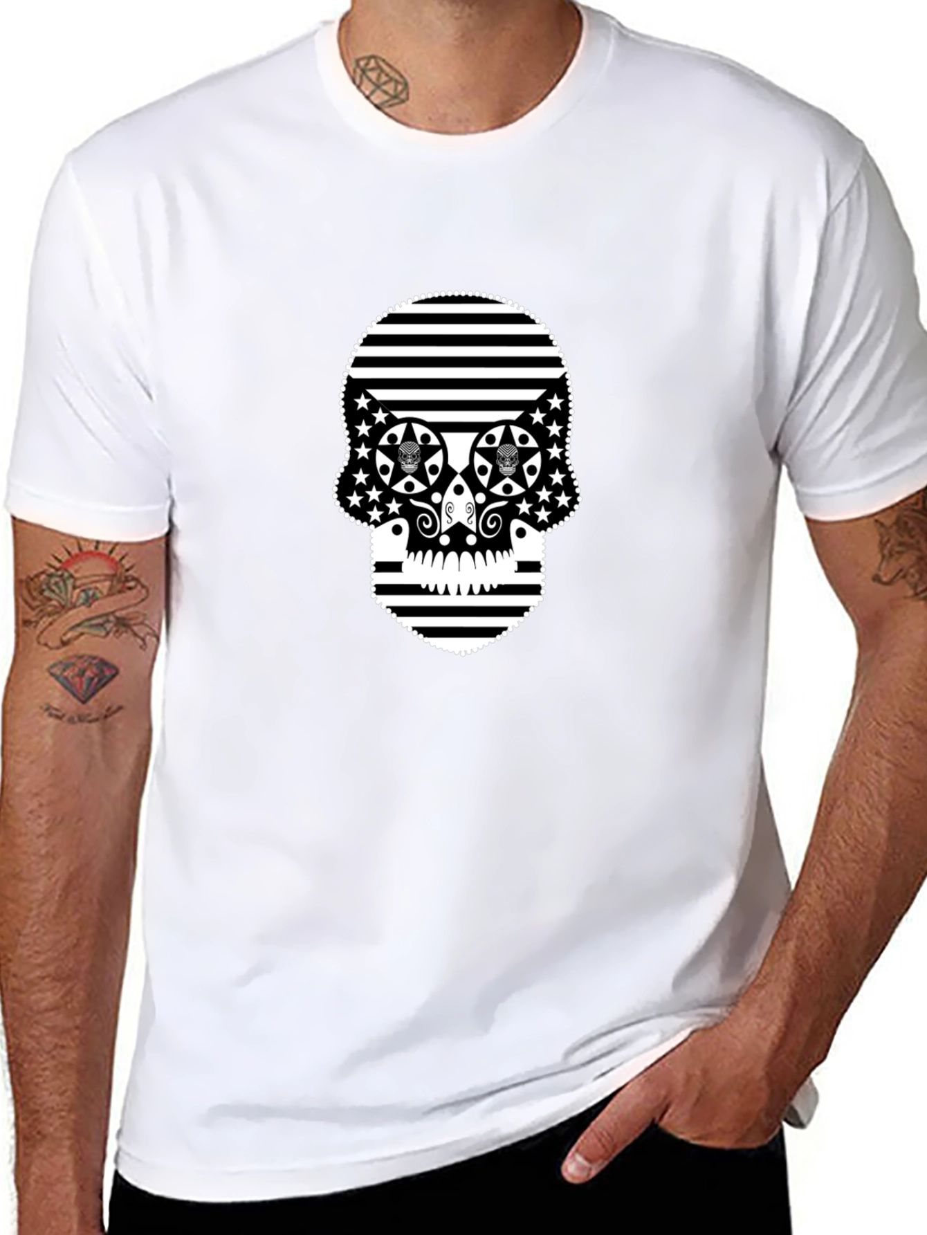 Stripped Skull Black T-Shirt