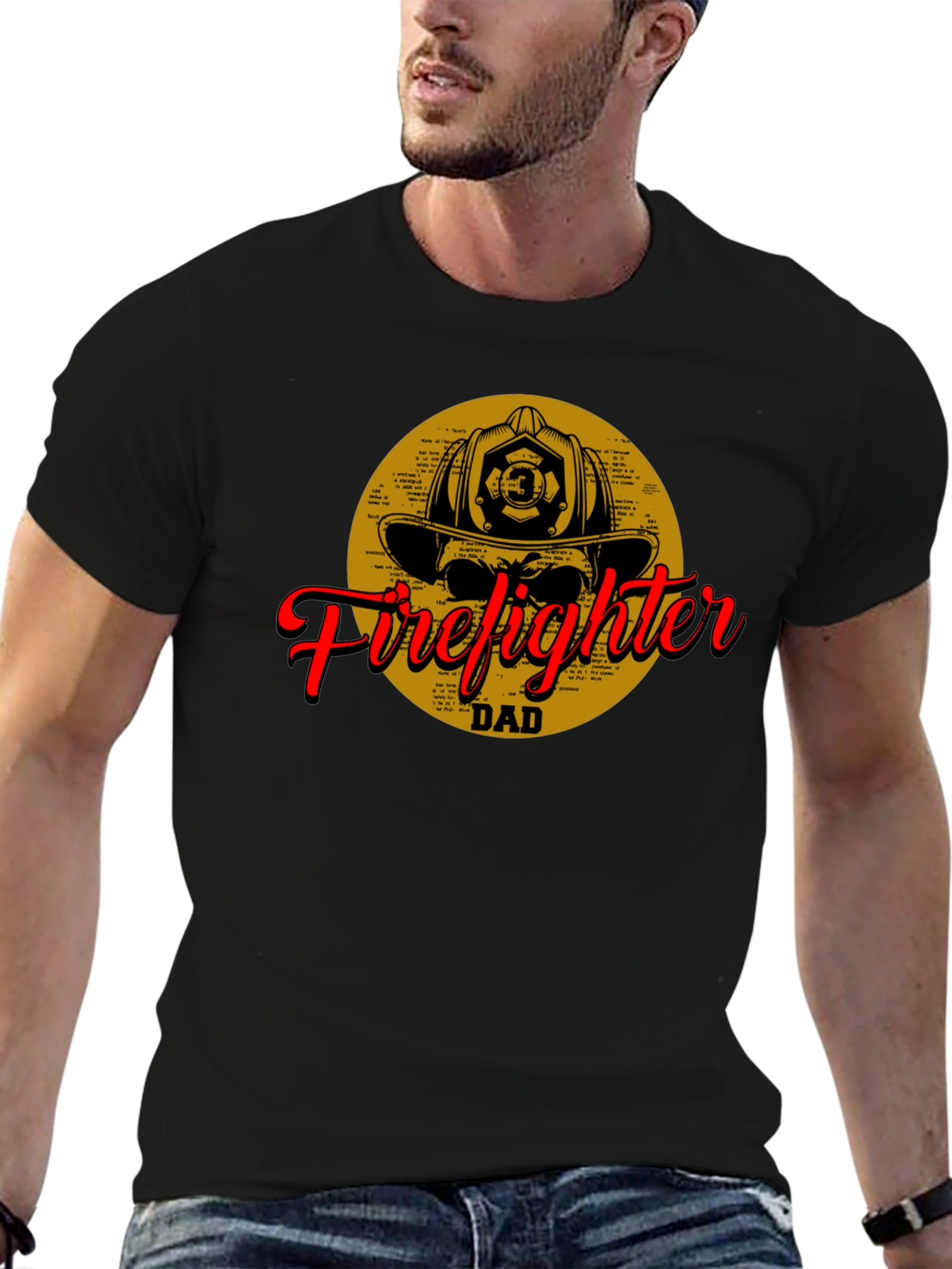 Firefighter Dad T-Shirt - Black Cotton Tee