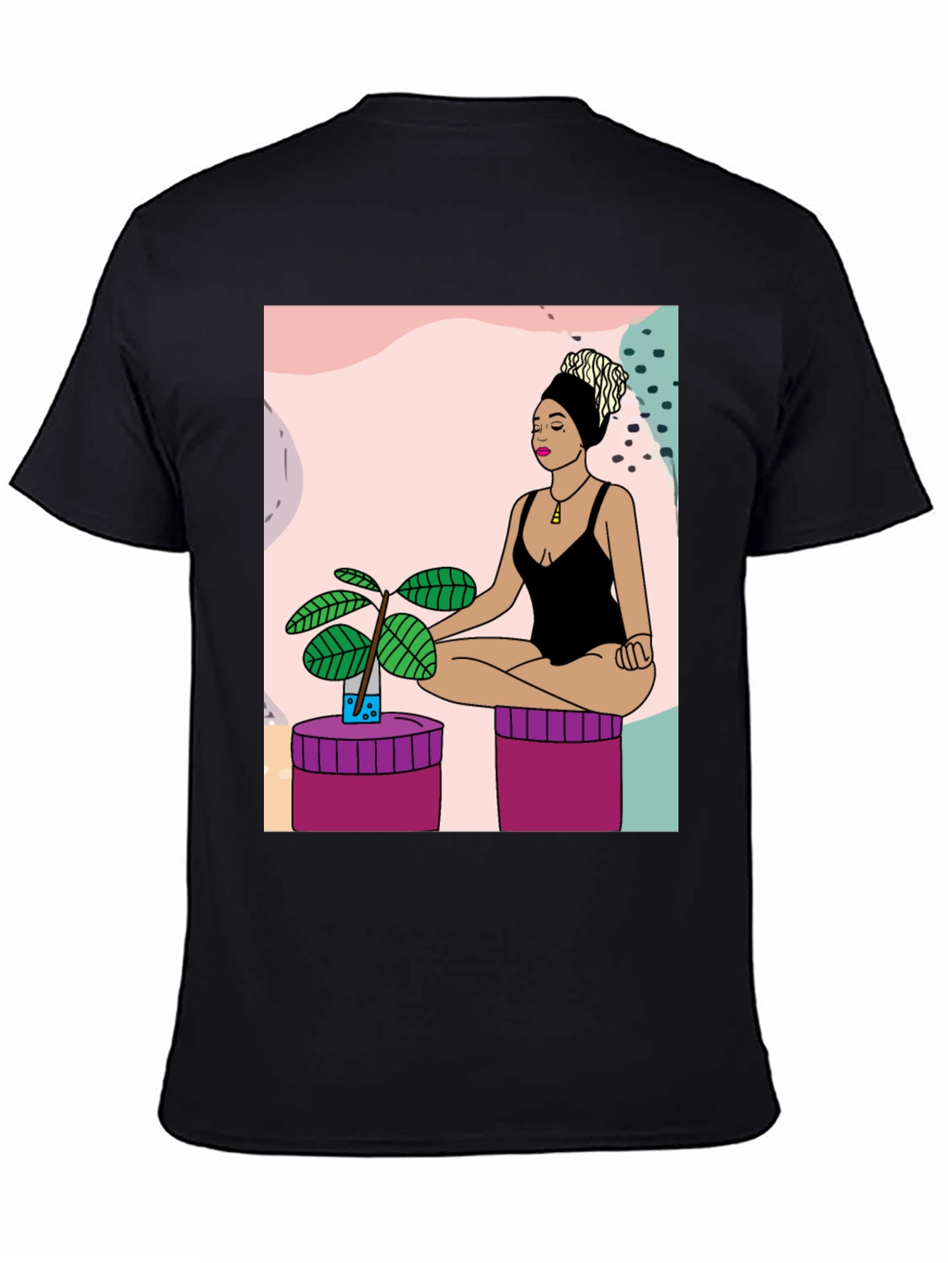 Yoga Woman Graphic T-Shirt - Black Cotton Tee