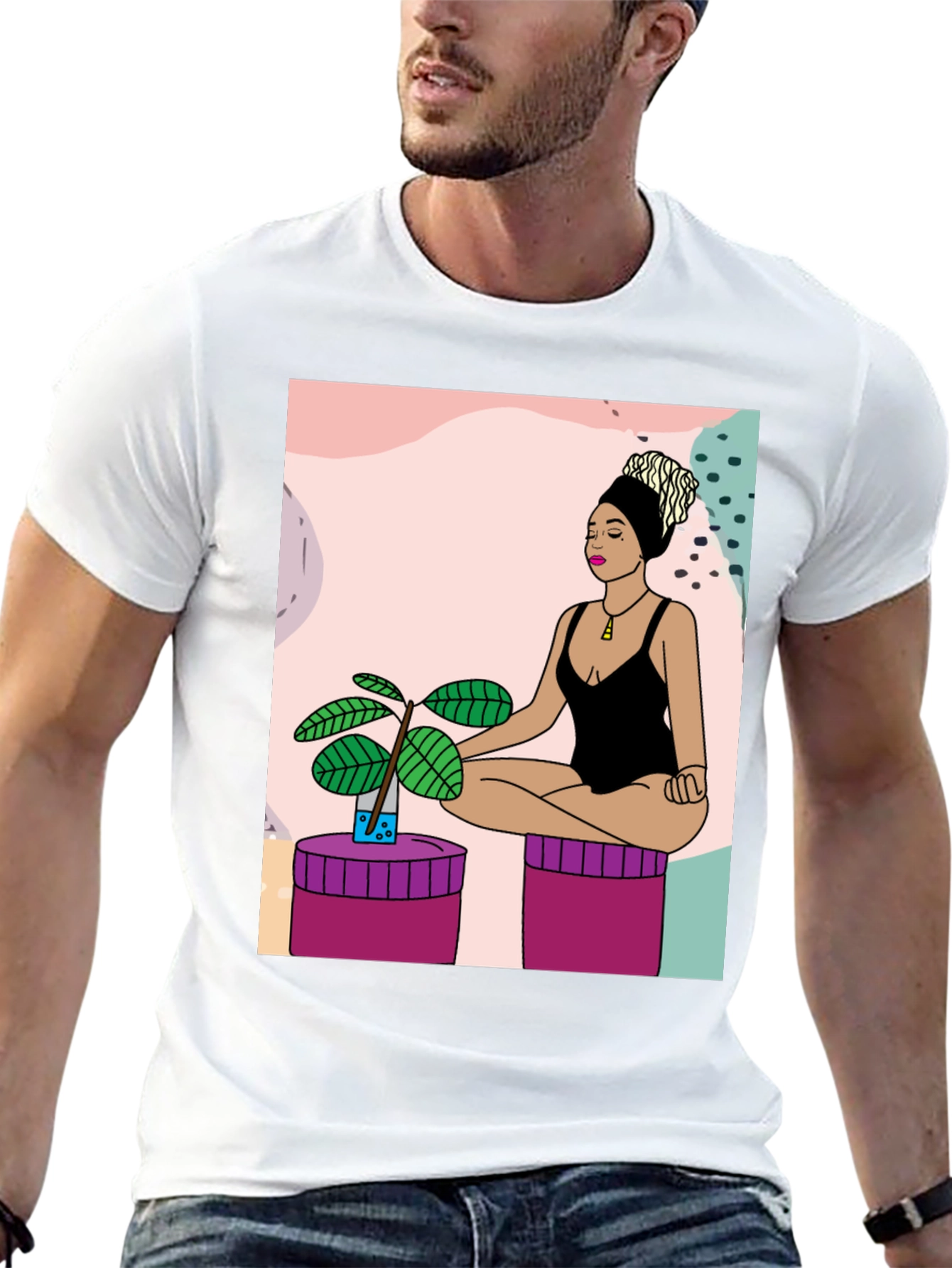 Yoga Woman Graphic T-Shirt - Black Cotton Tee
