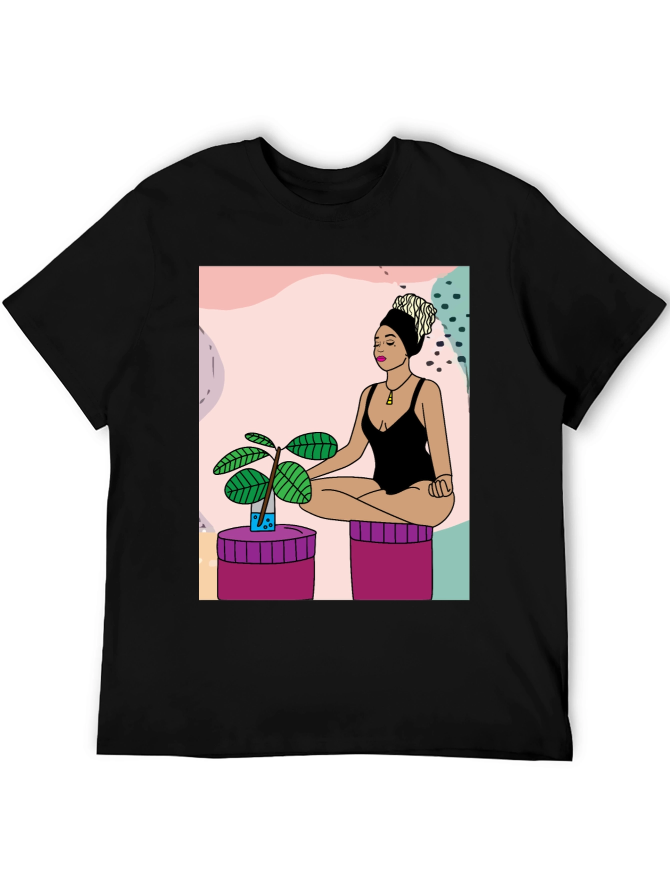 Yoga Woman Graphic T-Shirt - Black Cotton Tee