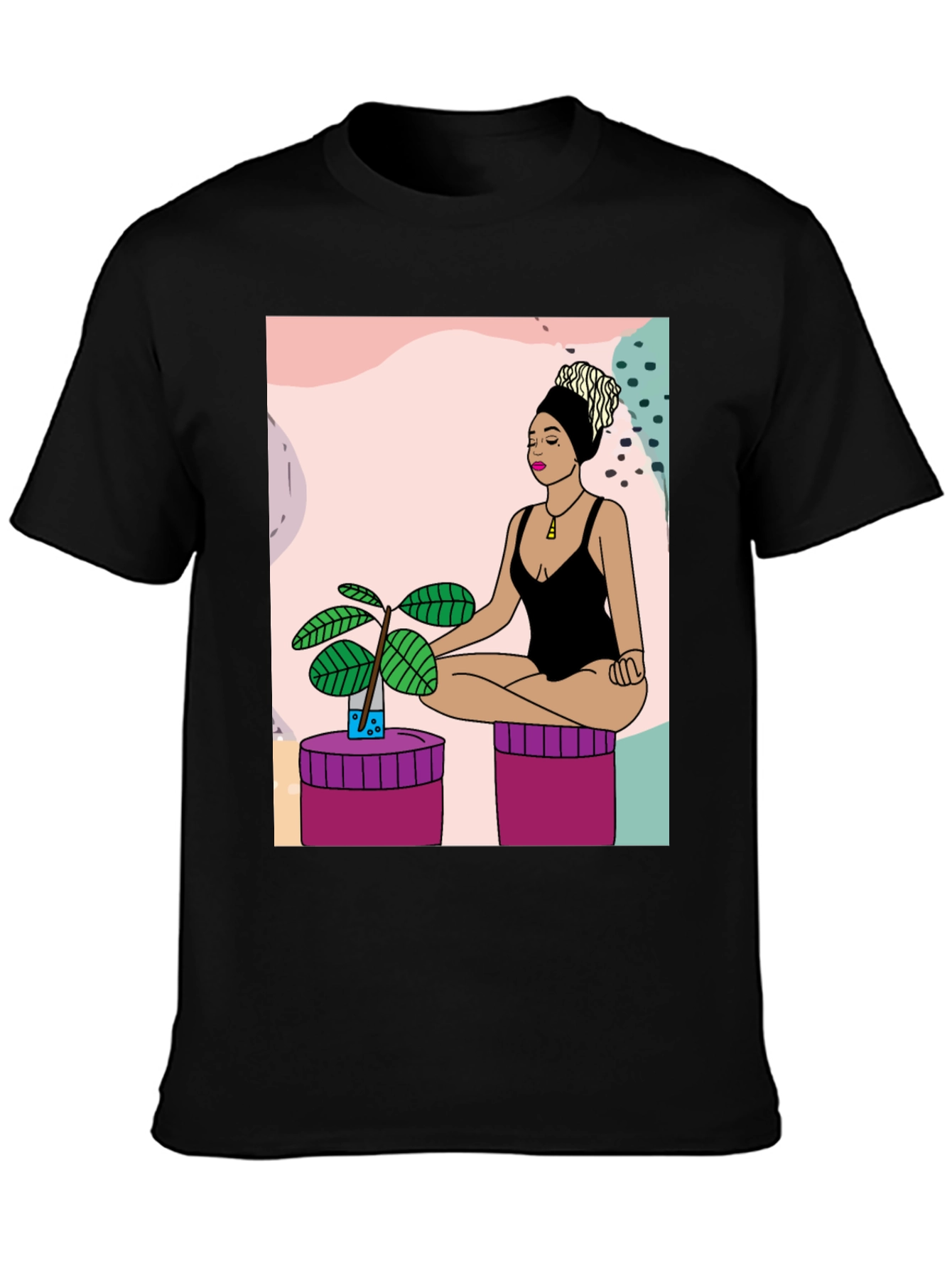 Yoga Woman Graphic T-Shirt - Black Cotton Tee