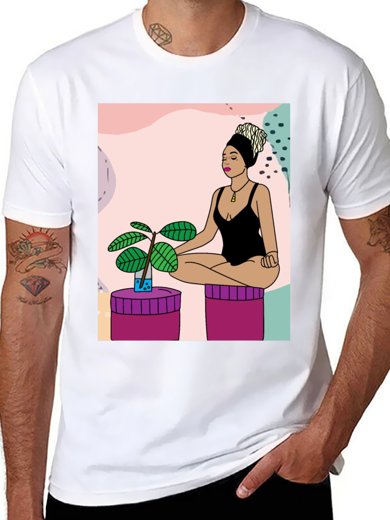 Yoga Woman Graphic T-Shirt - Black Cotton Tee