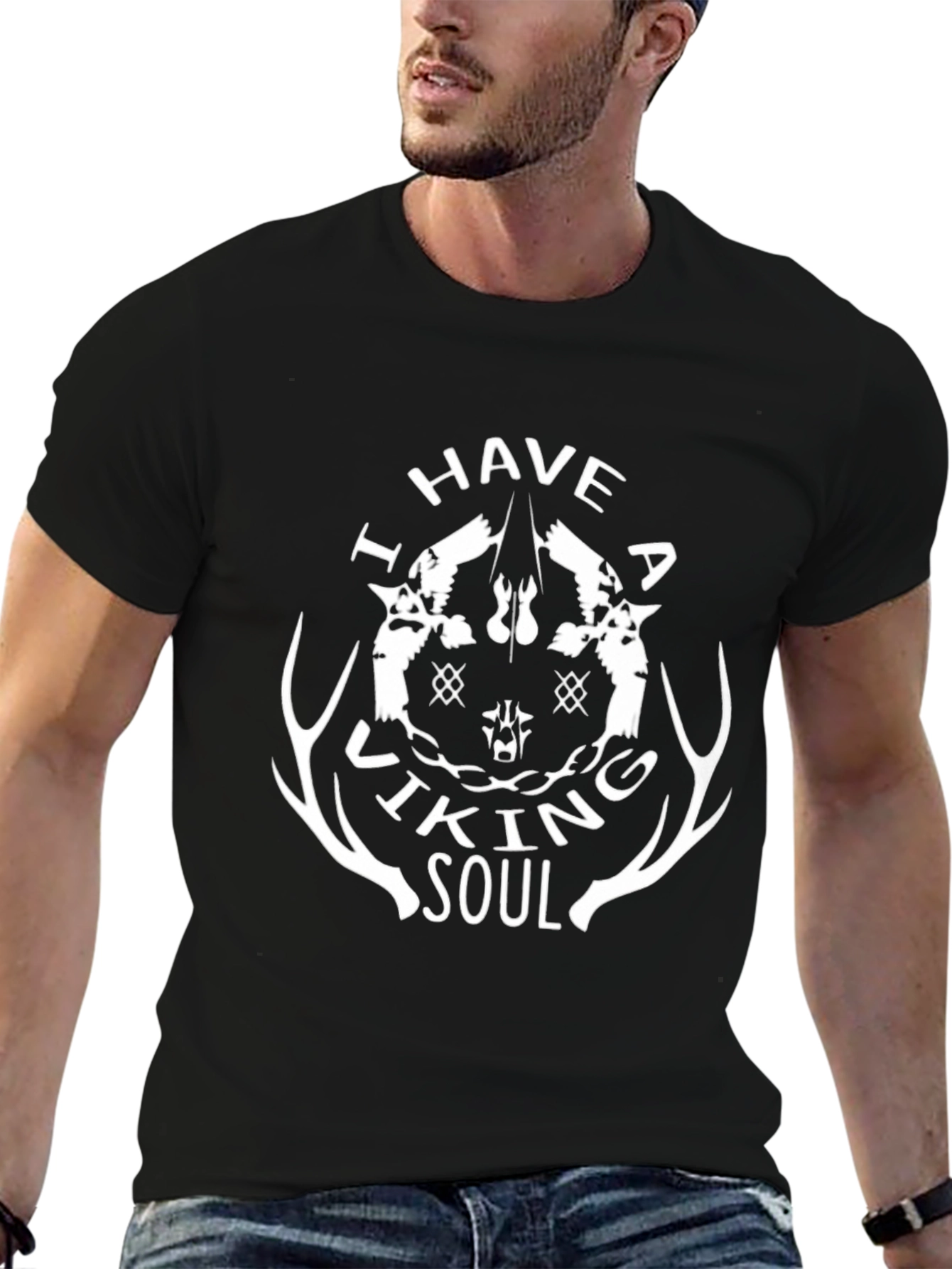 Viking Soul Graphic Tee - Black Cotton T-Shirt