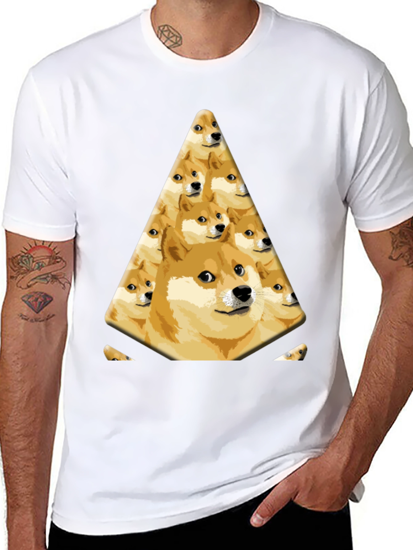 Doge Pyramid Graphic Tee - Black Cotton T-Shirt