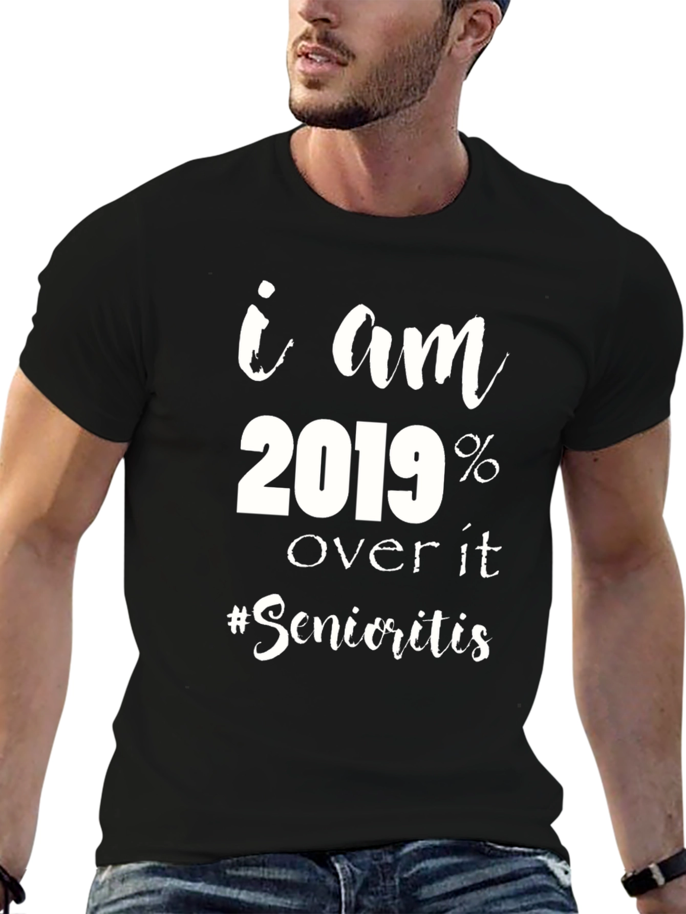 Funny 2019 Over It Senioritis Black T-Shirt