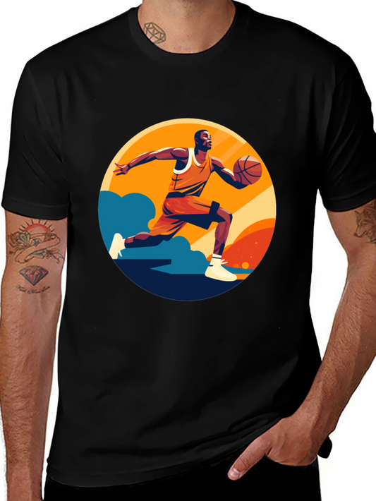 Basketball Player Graphic Print Black T-Shirt