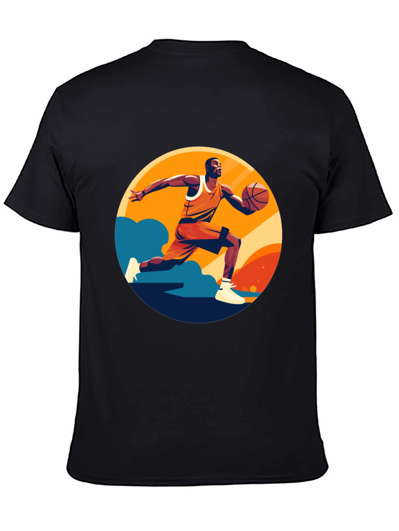 Basketball Player Graphic Print Black T-Shirt