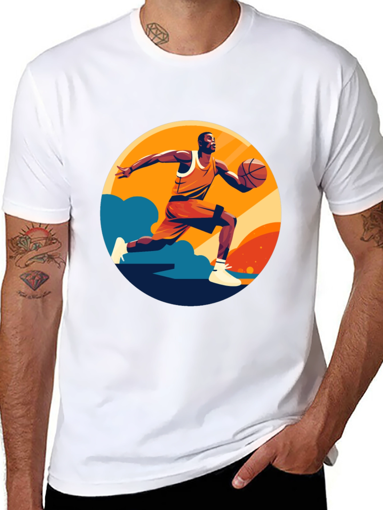 Basketball Player Graphic Print Black T-Shirt