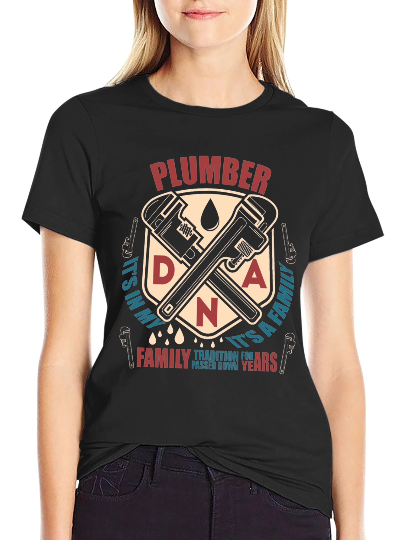 Plumber DNA Family Tradition Black T-Shirt