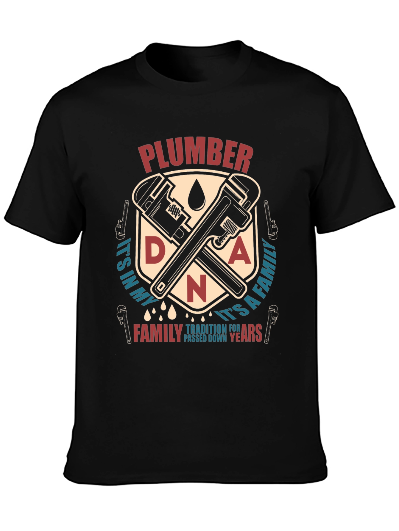 Plumber DNA Family Tradition Black T-Shirt