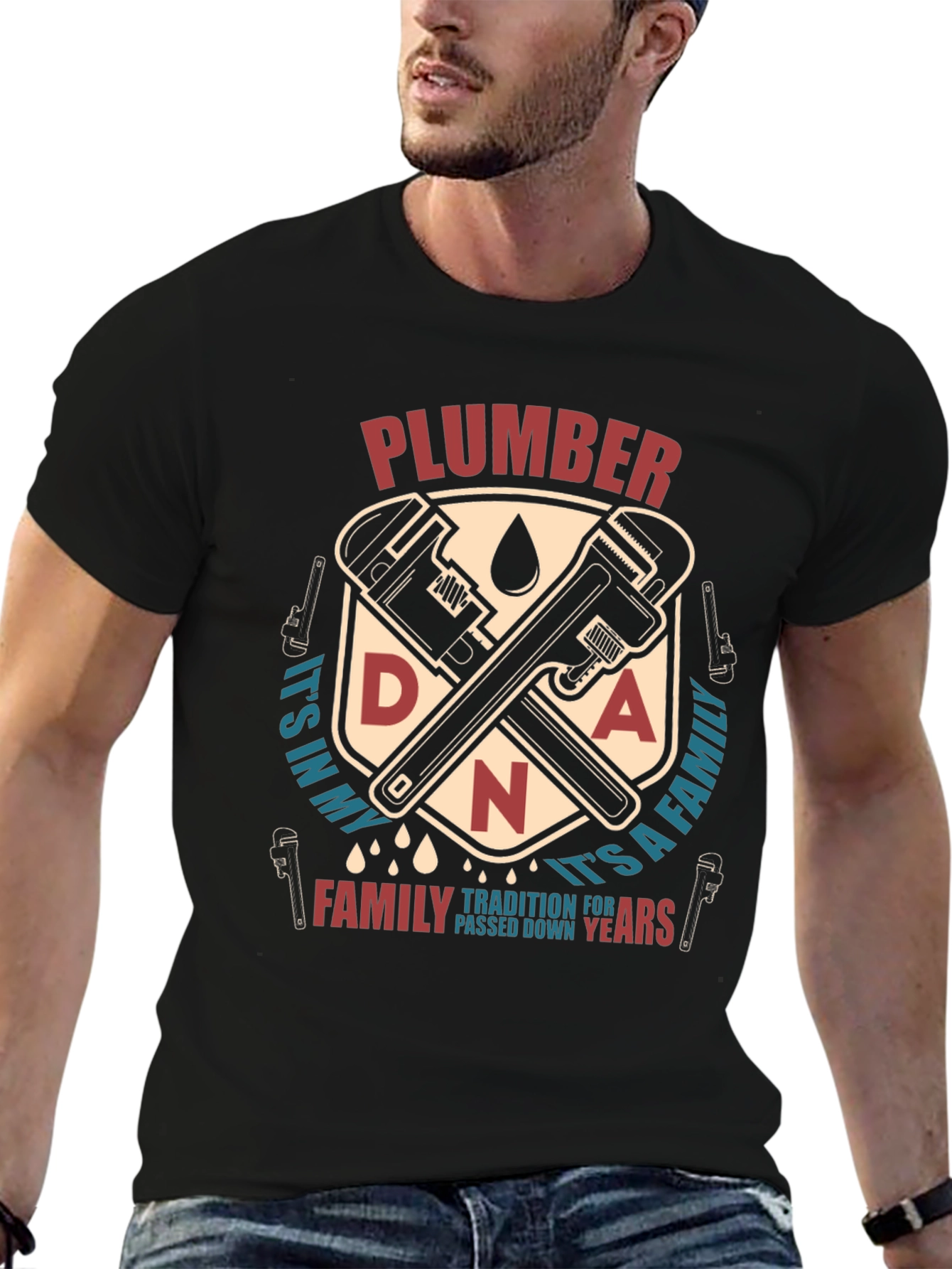 Plumber DNA Family Tradition Black T-Shirt