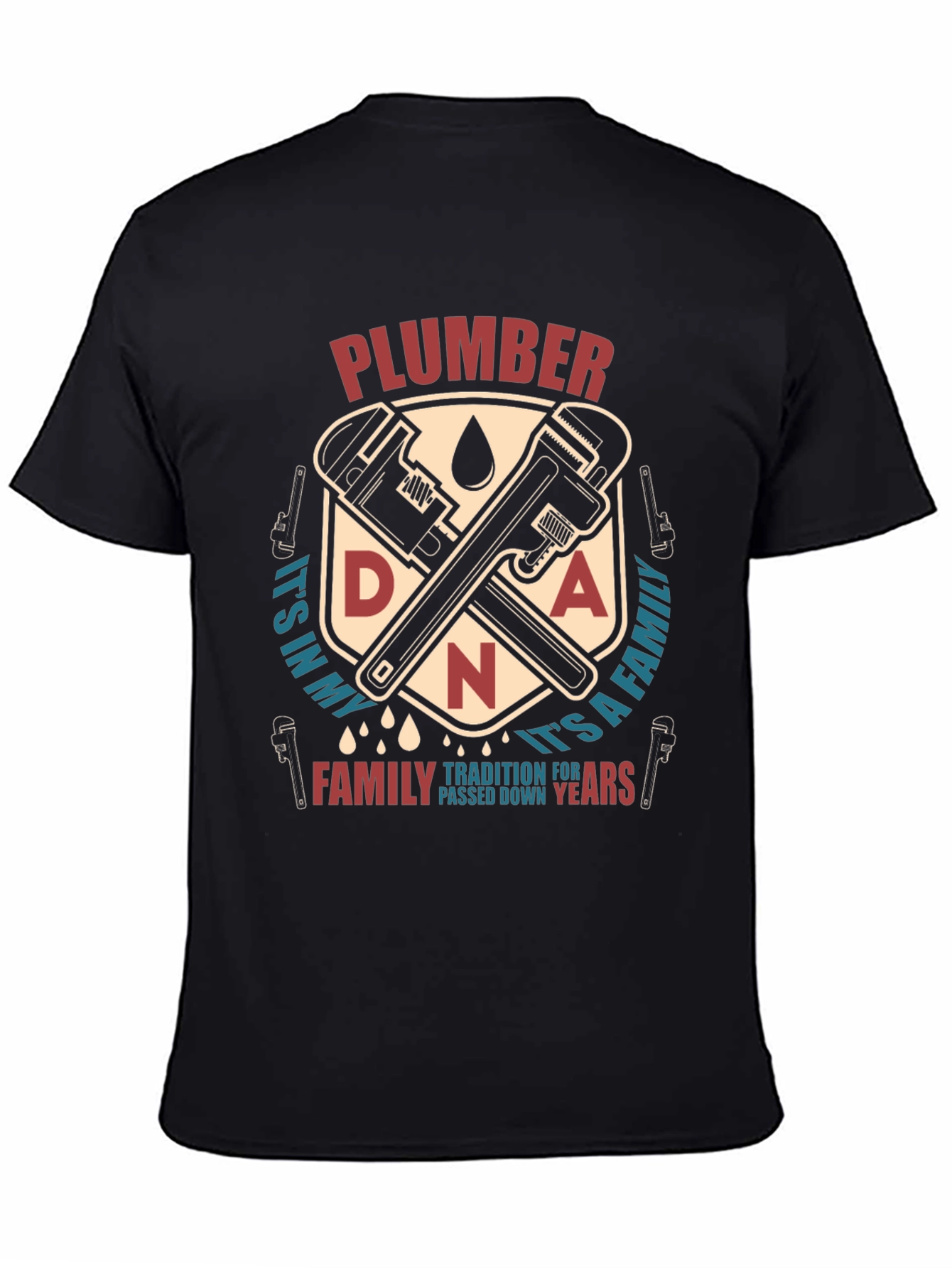 Plumber DNA Family Tradition Black T-Shirt