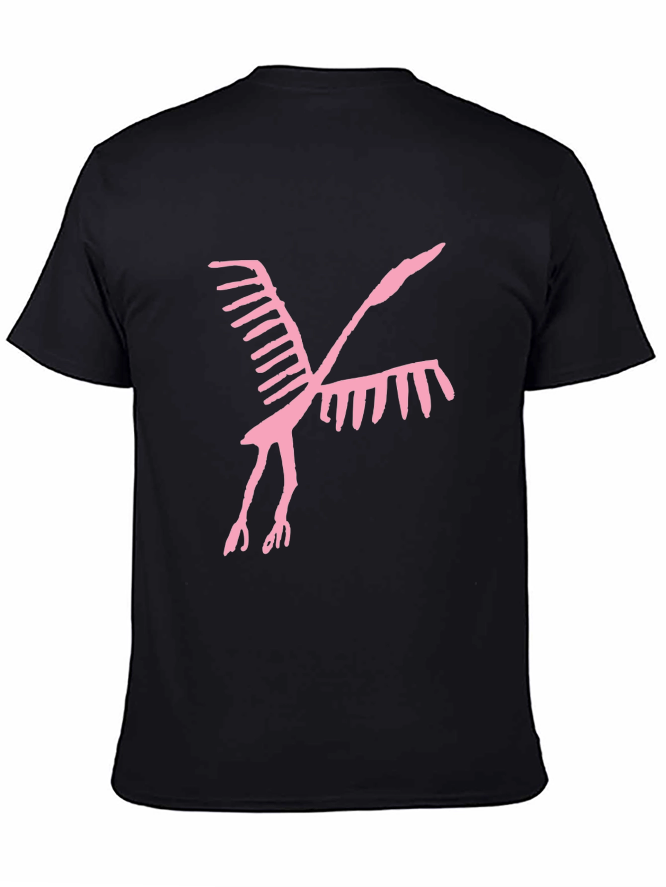 Abstract Bird Graphic Tee - Casual Black T-Shirt