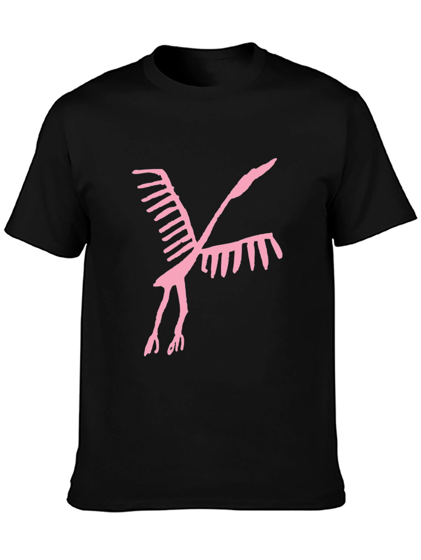 Abstract Bird Graphic Tee - Casual Black T-Shirt