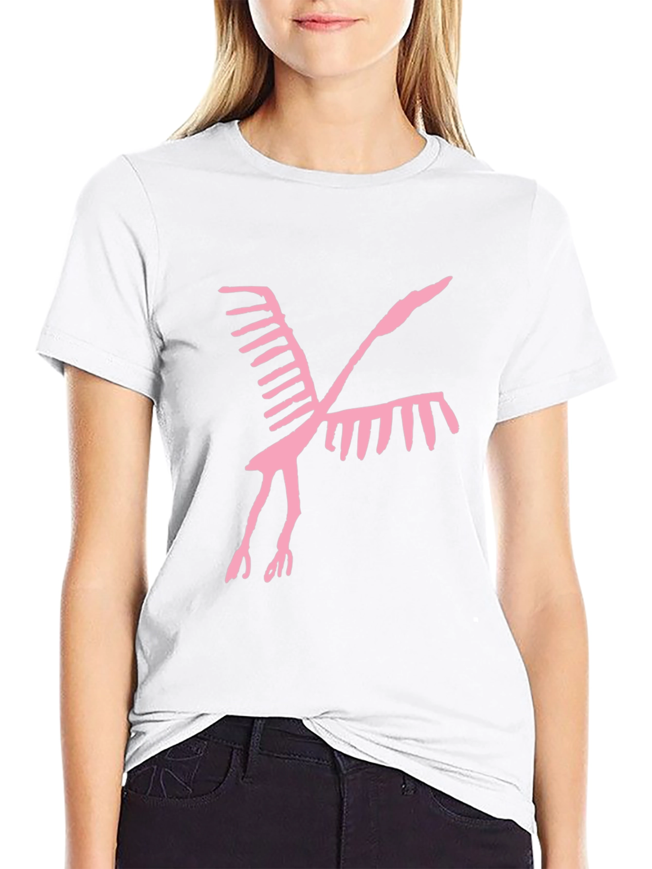 Abstract Bird Graphic Tee - Casual Black T-Shirt