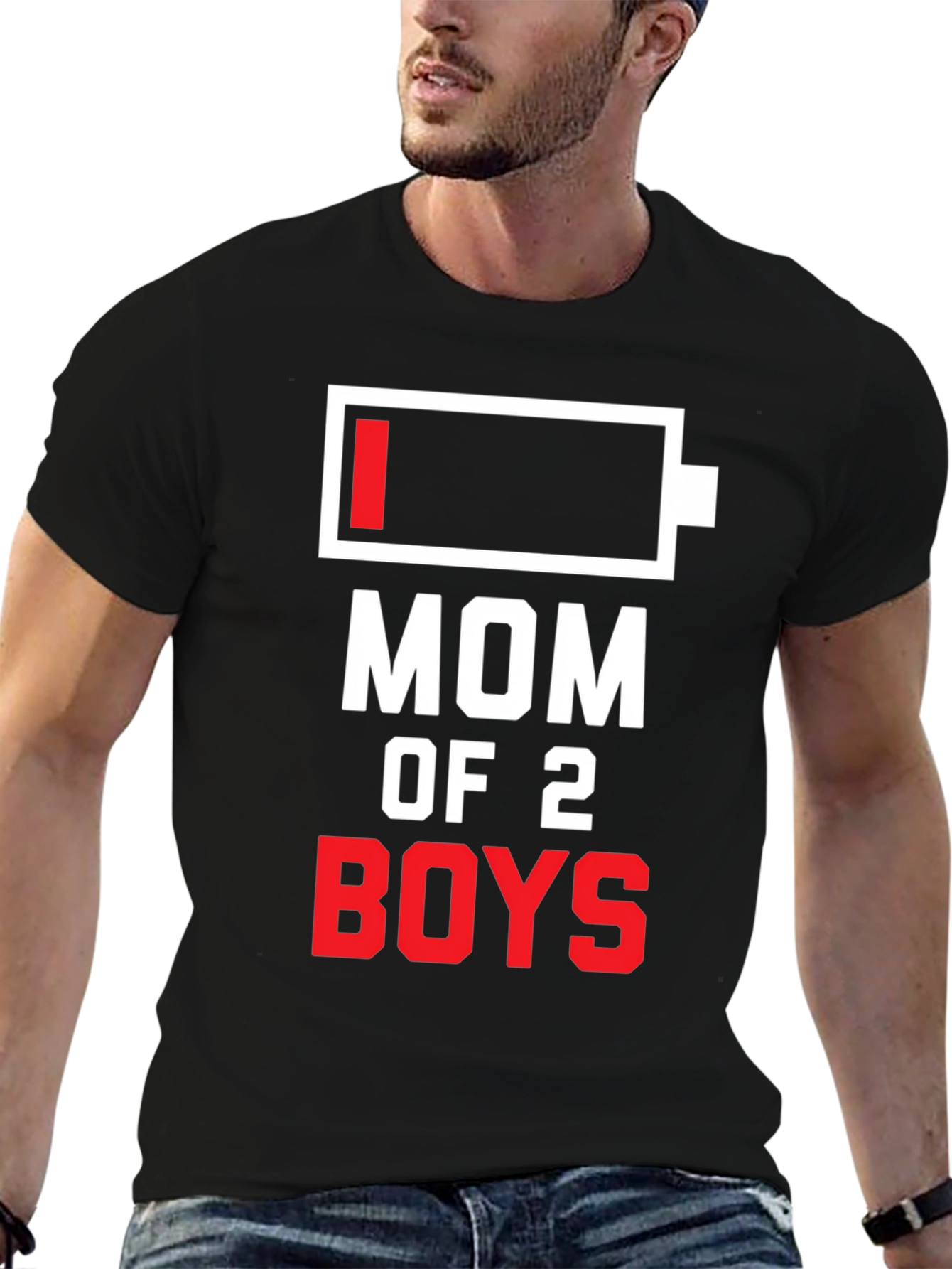 Mom of 2 Boys Funny Low Battery T-Shirt