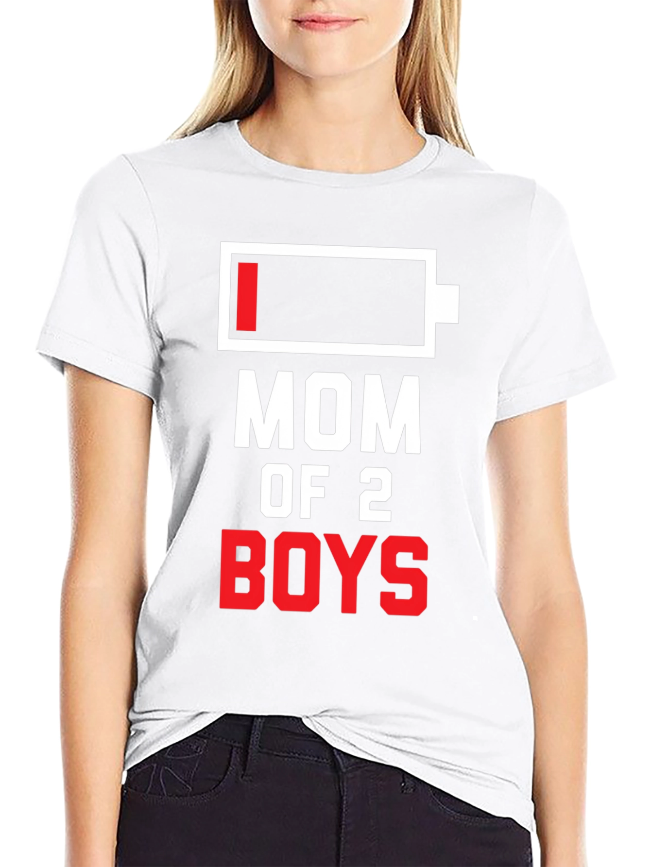 Mom of 2 Boys Funny Low Battery T-Shirt