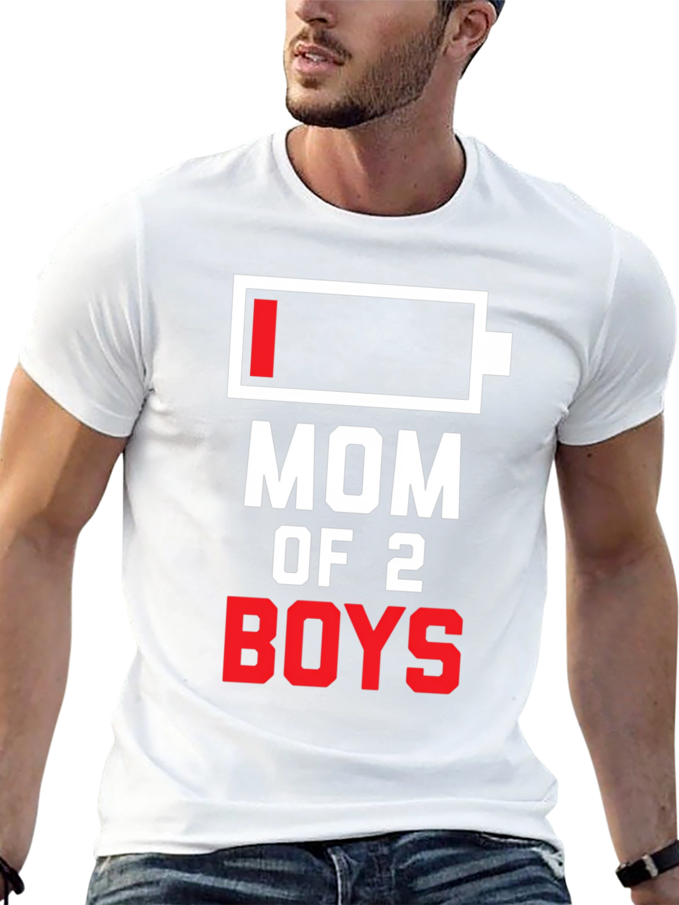 Mom of 2 Boys Funny Low Battery T-Shirt