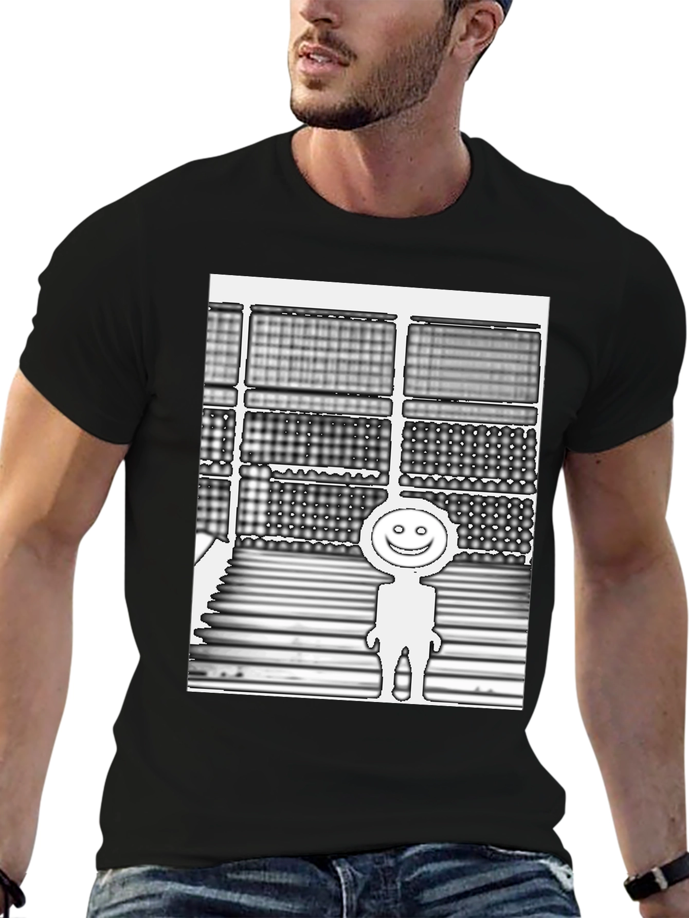 Smiley Guy Graphic Tee - Black