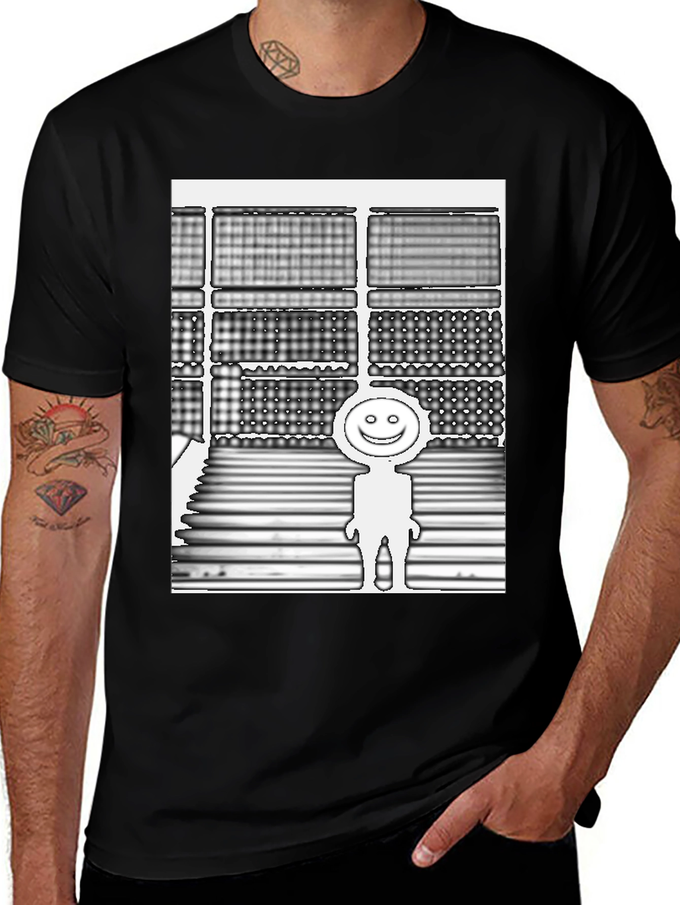 Smiley Guy Graphic Tee - Black