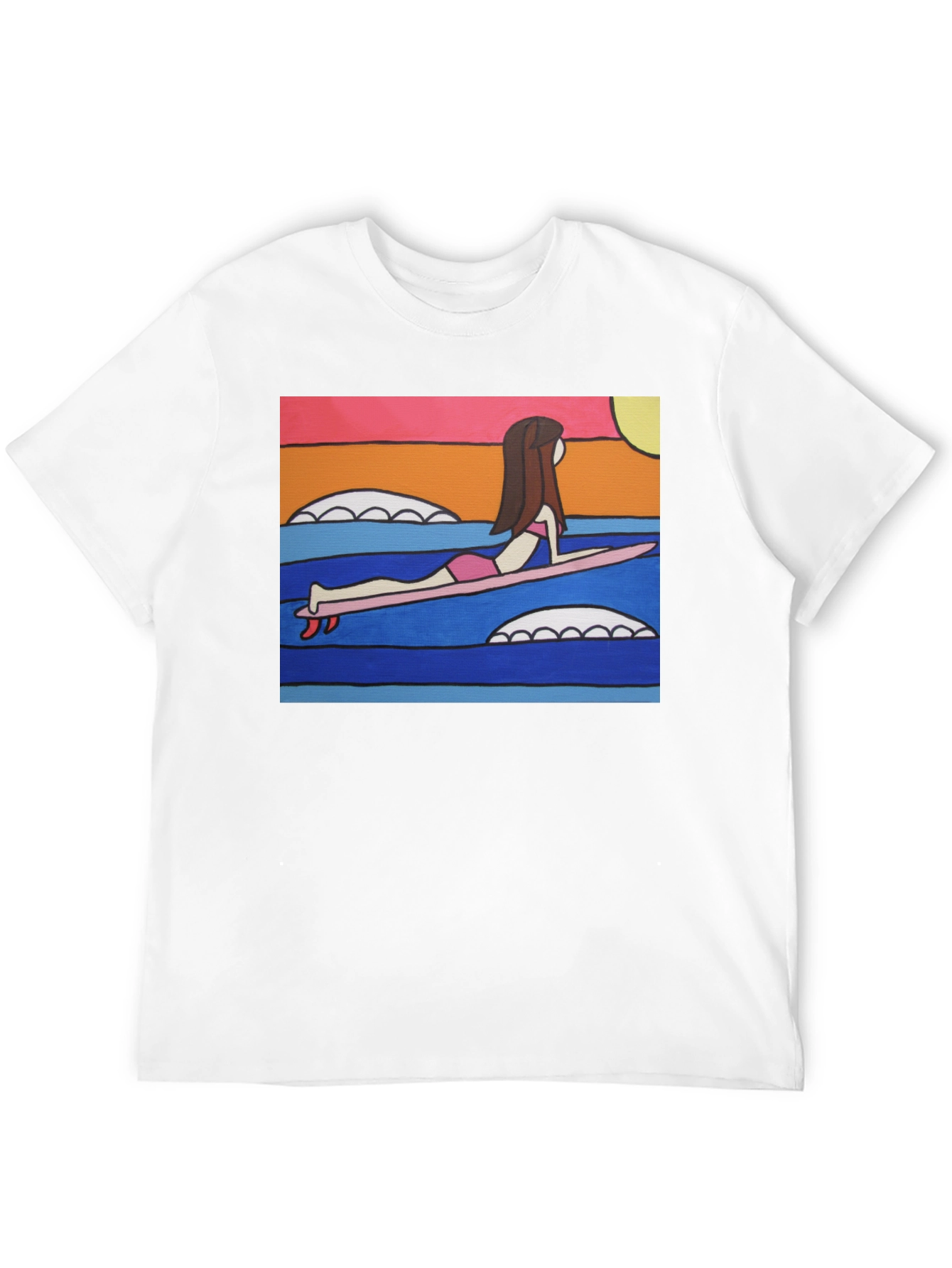 Surfer Girl Graphic Tee - Funky Art T-Shirt