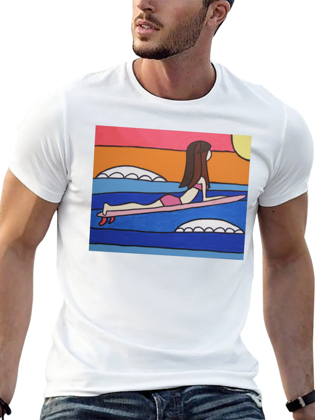 Surfer Girl Graphic Tee - Funky Art T-Shirt
