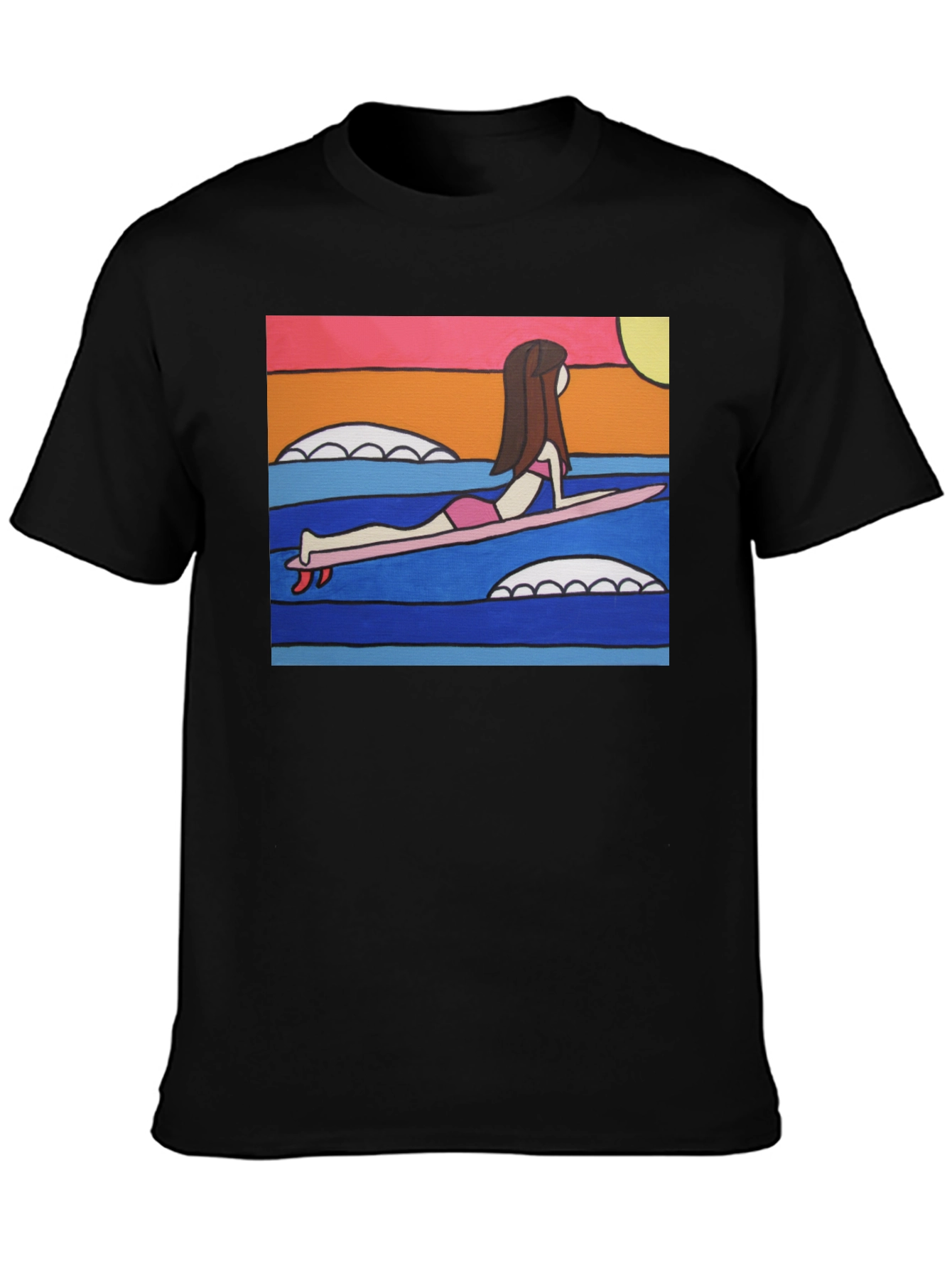 Surfer Girl Graphic Tee - Funky Art T-Shirt