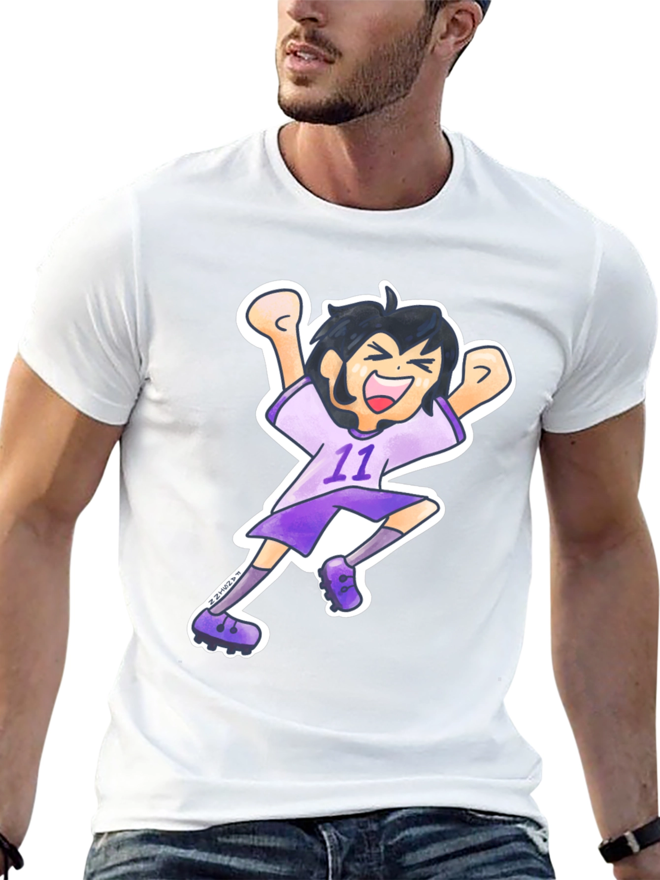 Cartoon Soccer Player Graphic Tee