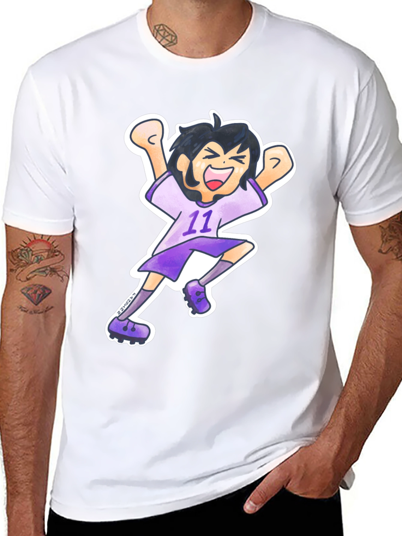 Cartoon Soccer Player Graphic Tee