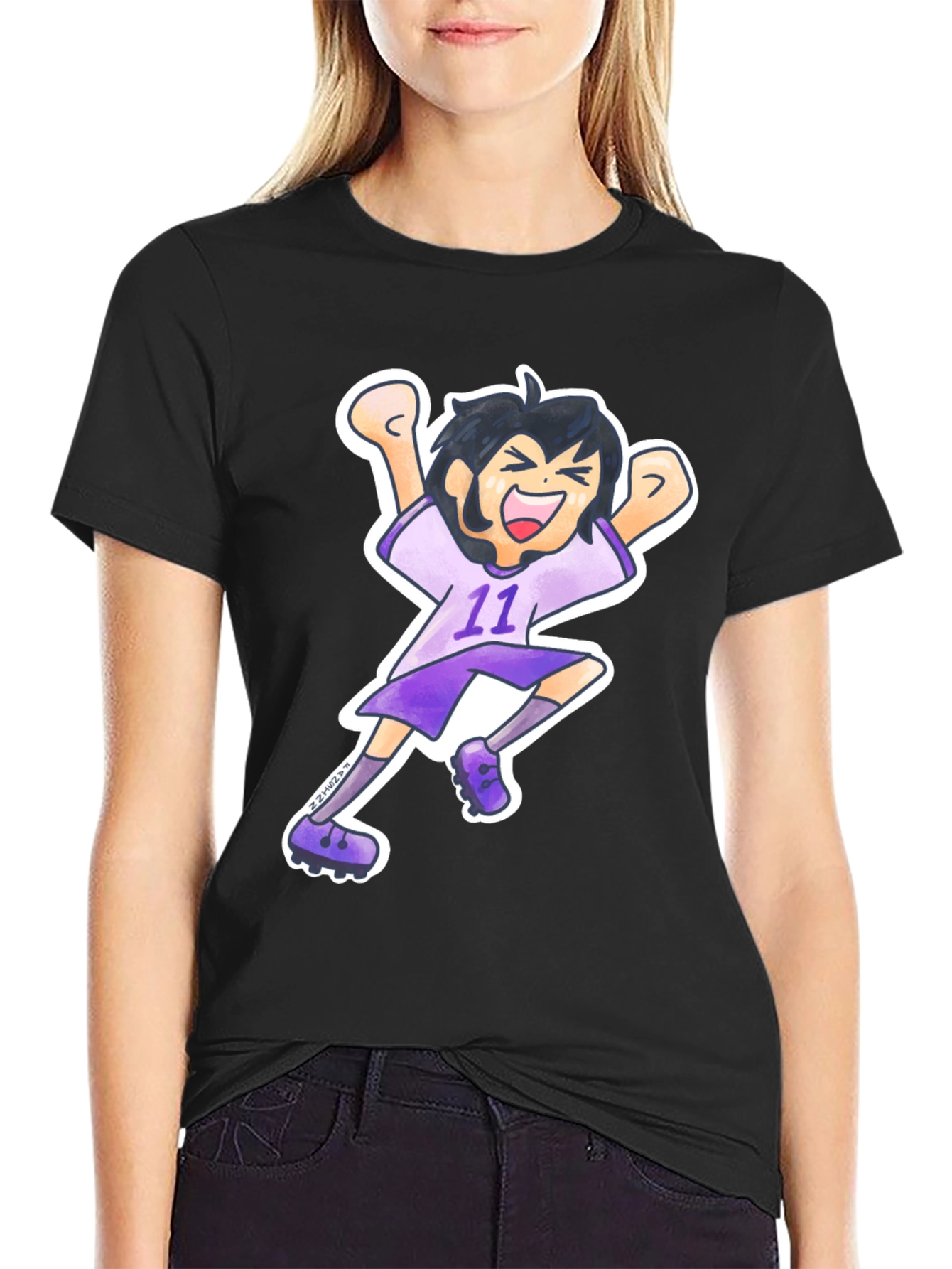 Cartoon Soccer Player Graphic Tee