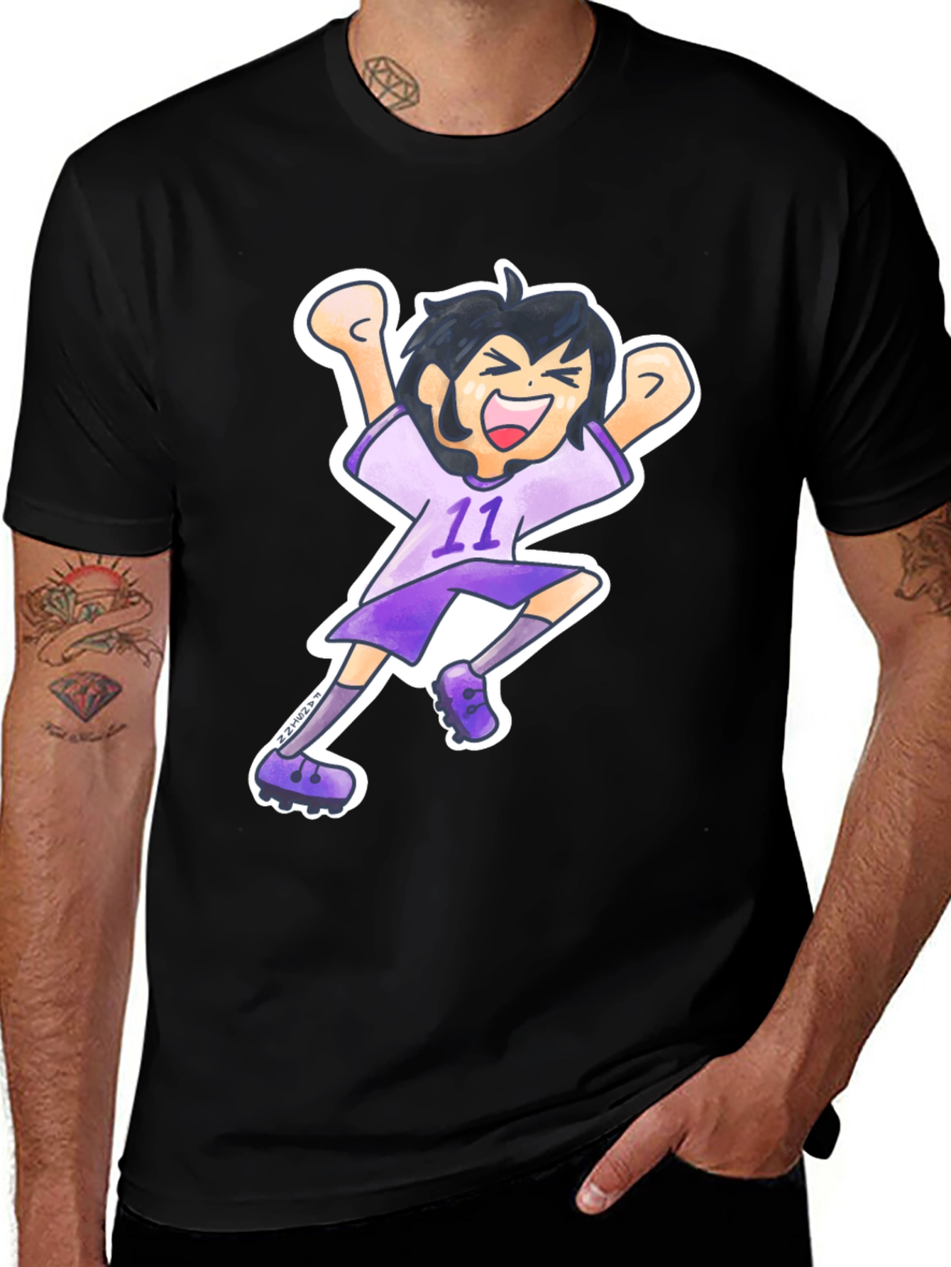 Cartoon Soccer Player Graphic Tee