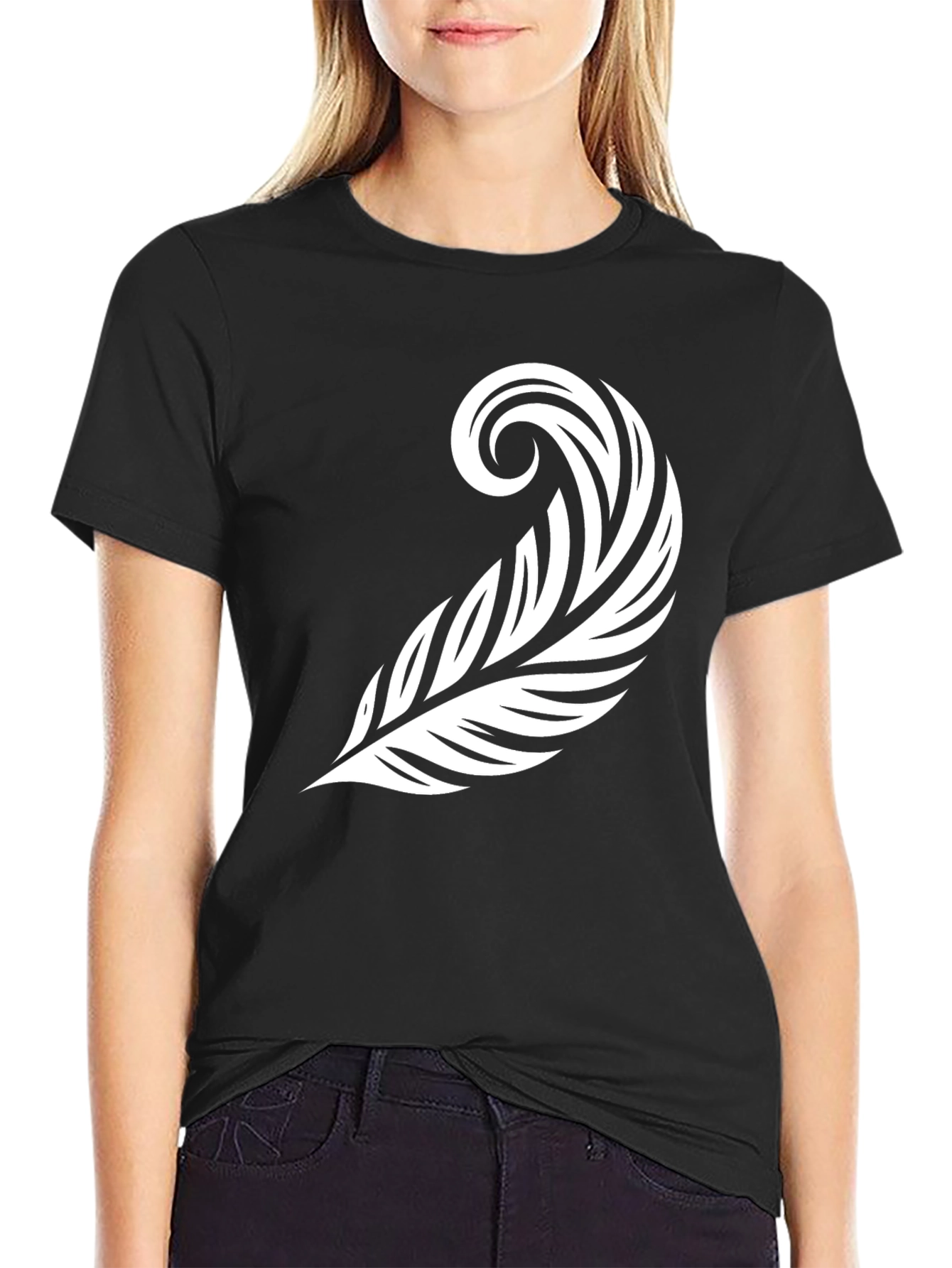 Feather Graphic Black Tee