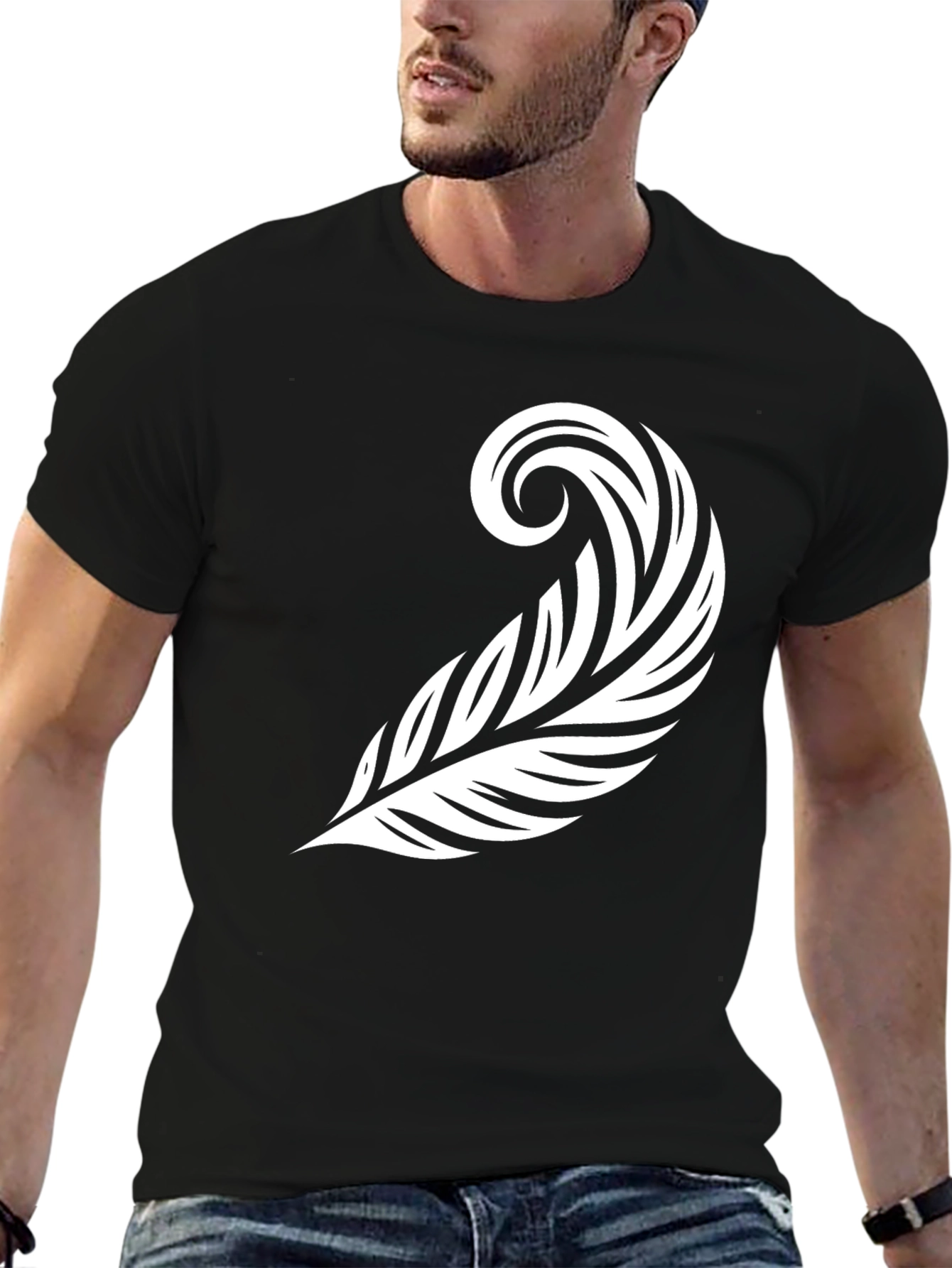 Feather Graphic Black Tee