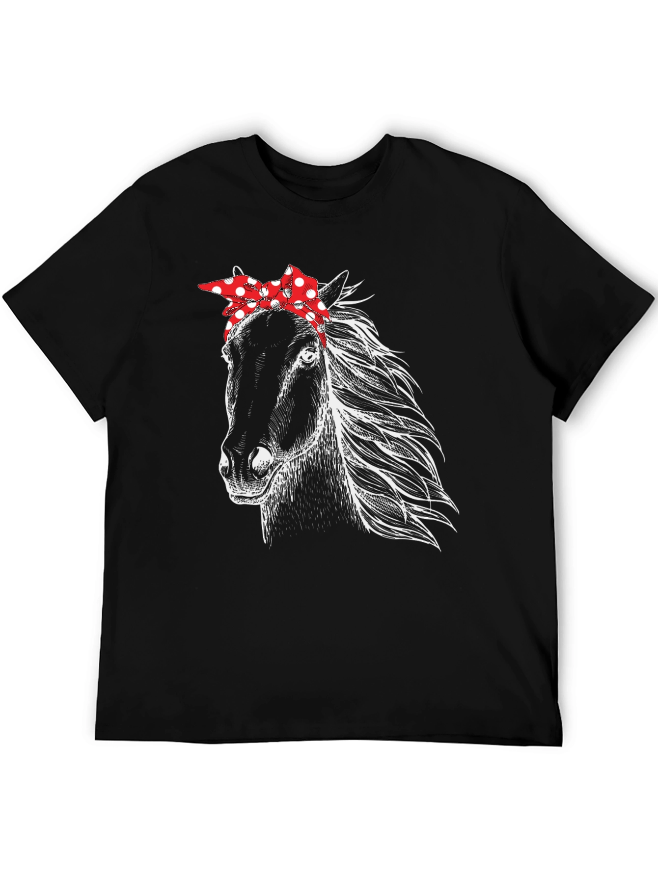 Horse with Bandana Graphic Tee - Black