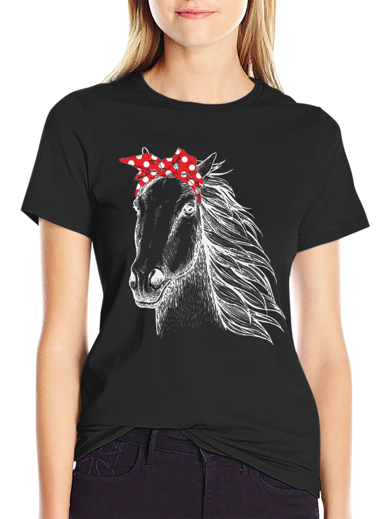 Horse with Bandana Graphic Tee - Black