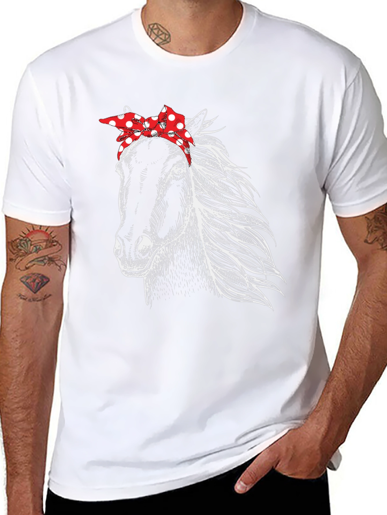 Horse with Bandana Graphic Tee - Black