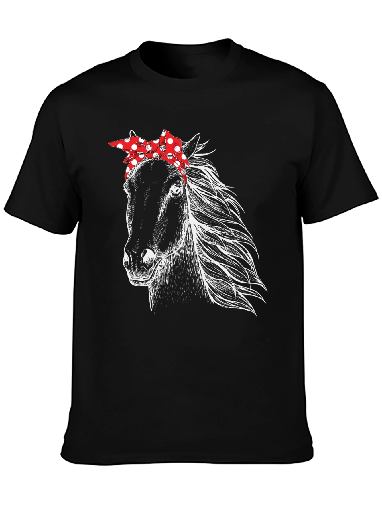 Horse with Bandana Graphic Tee - Black