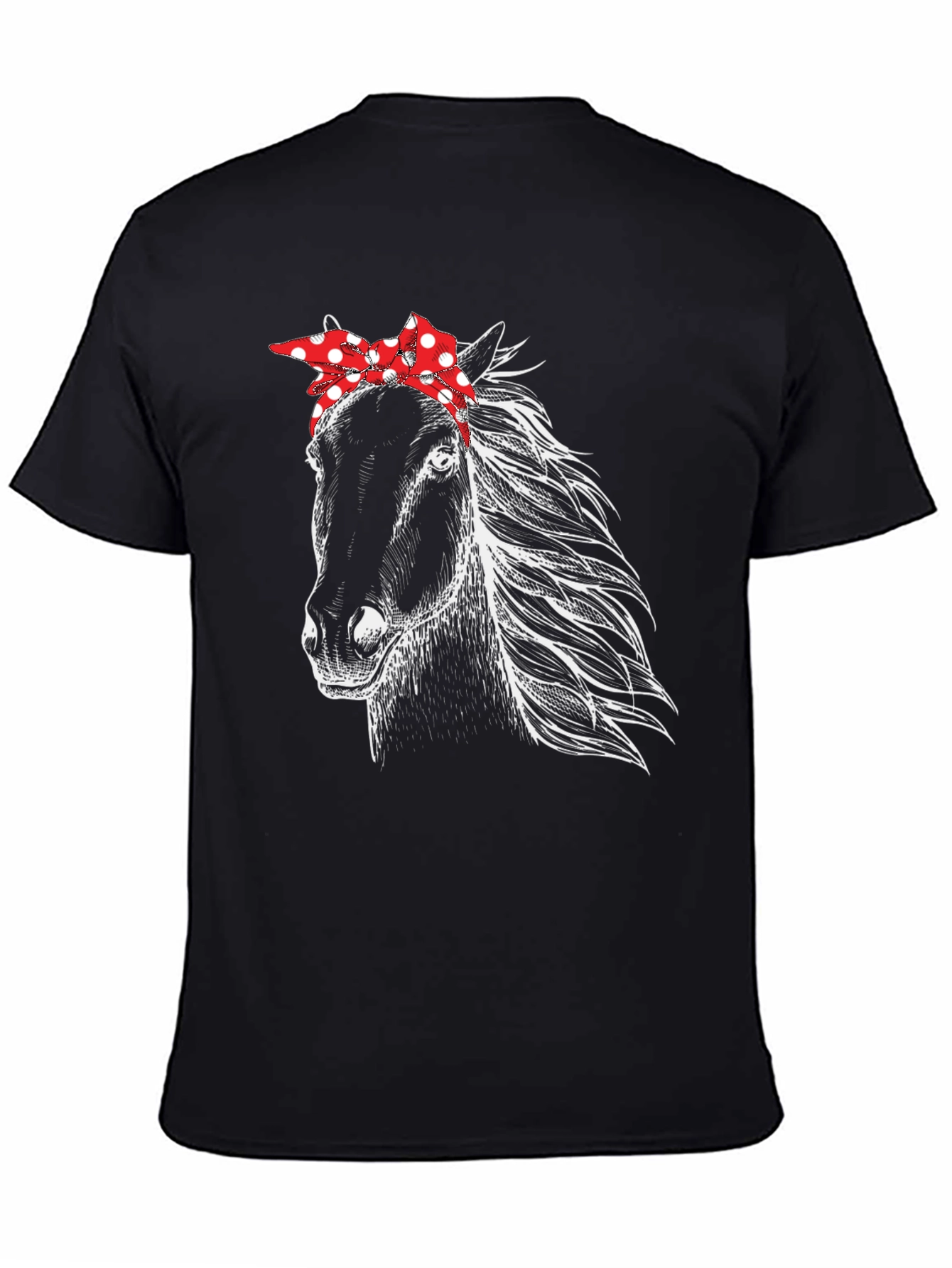 Horse with Bandana Graphic Tee - Black