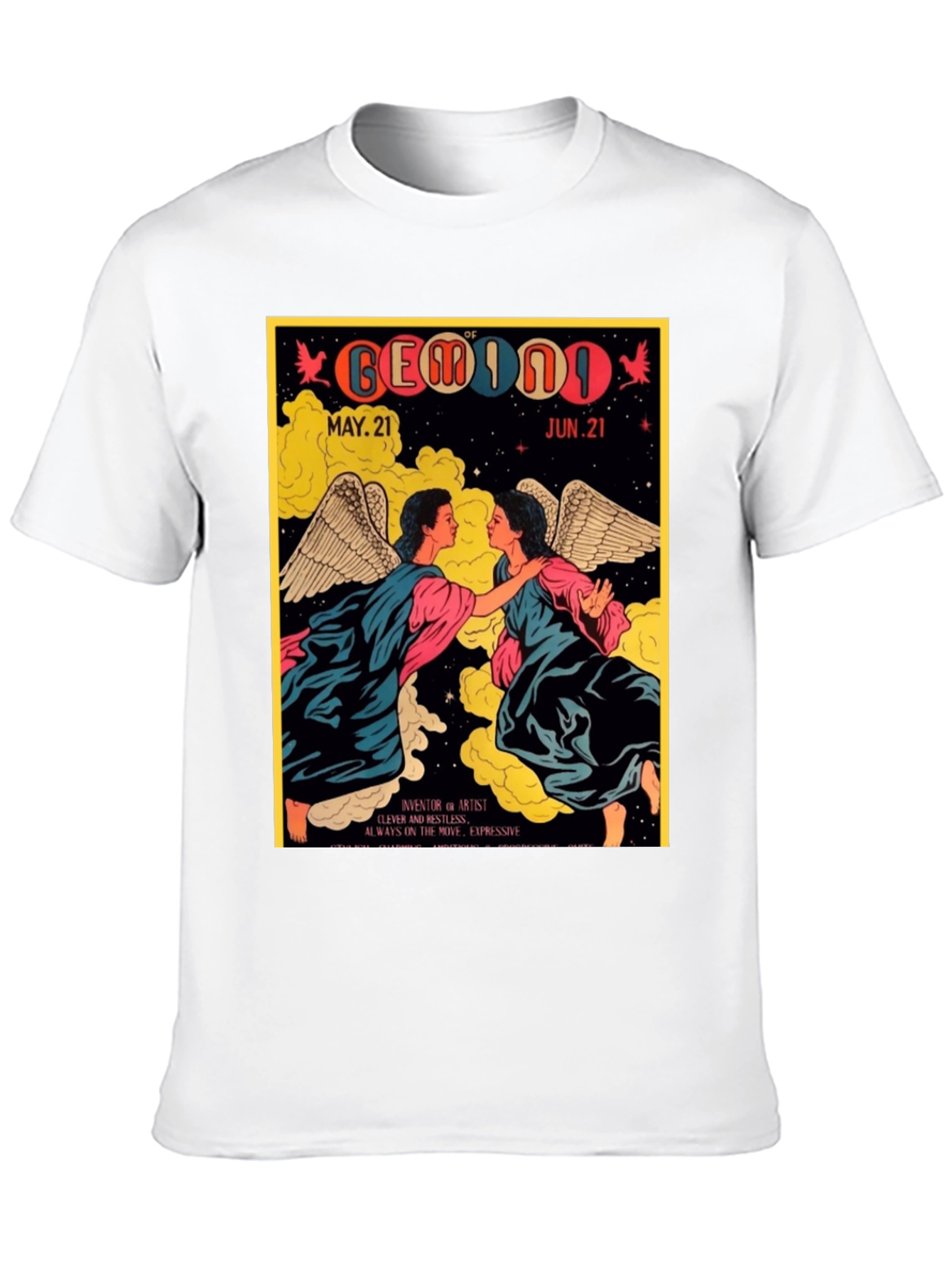 Gemini Zodiac T-Shirt May 21-Jun 21 Black Tee