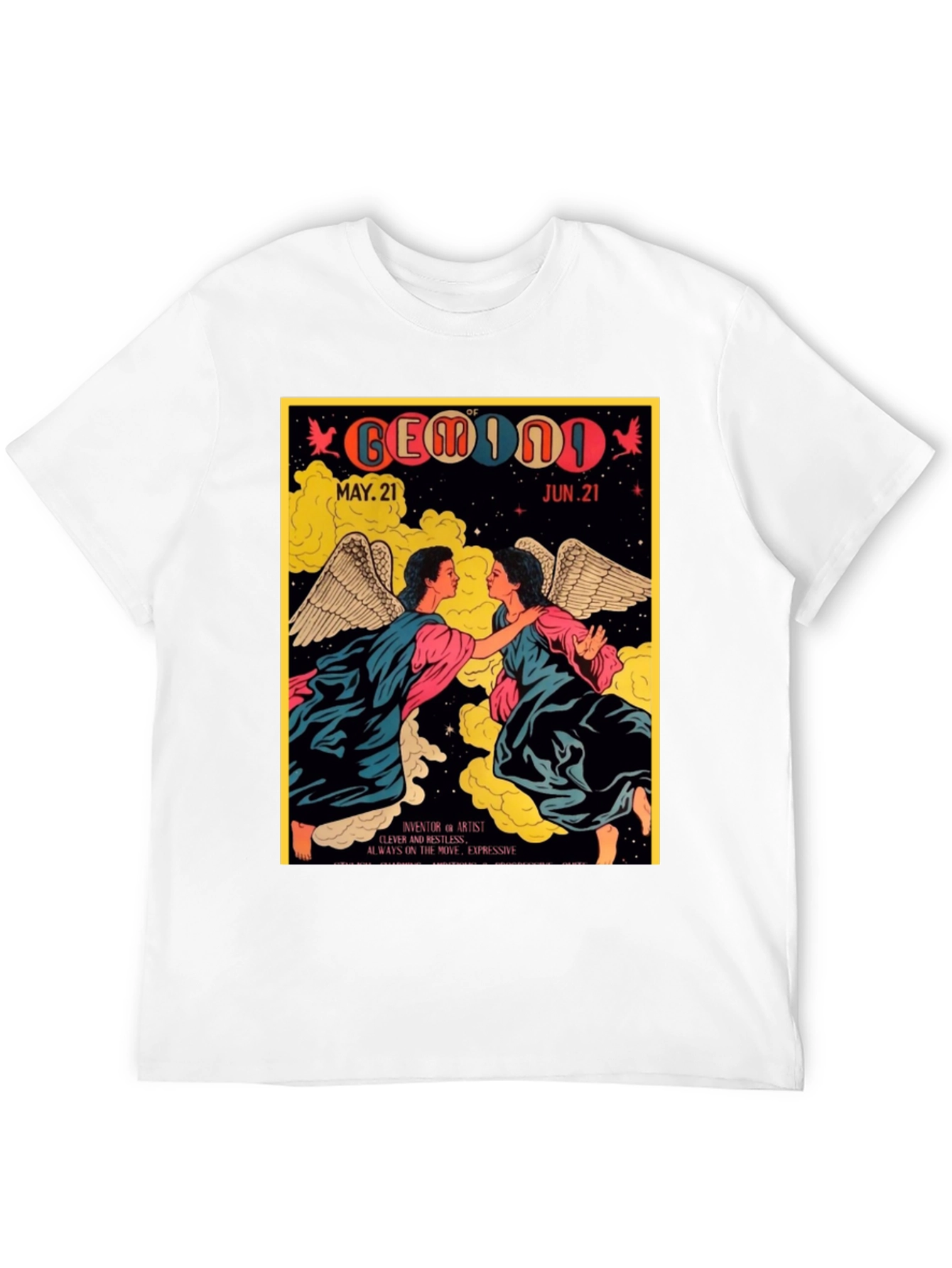 Gemini Zodiac T-Shirt May 21-Jun 21 Black Tee