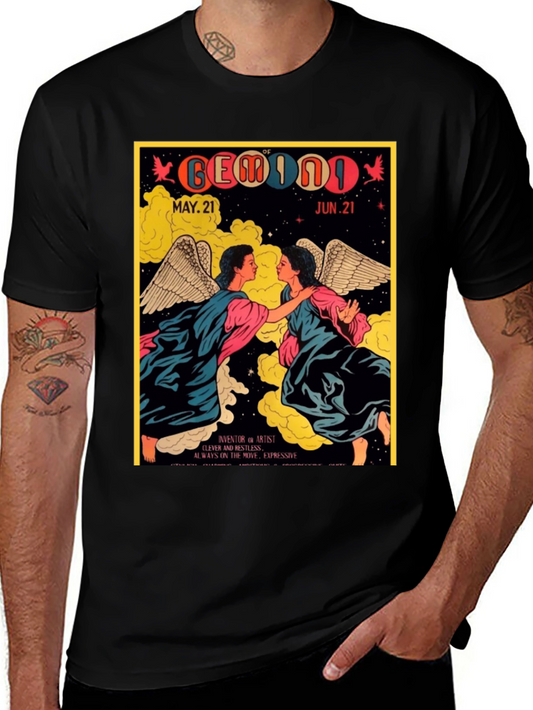 Gemini Zodiac T-Shirt May 21-Jun 21 Black Tee