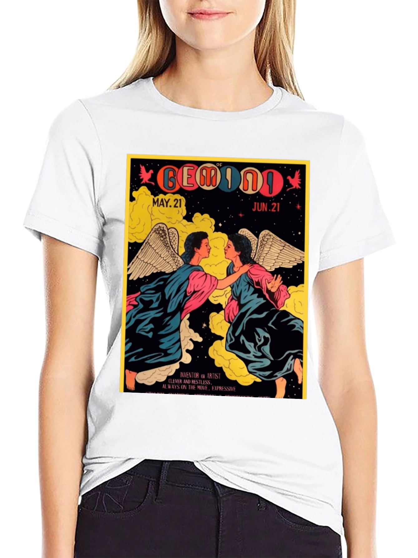 Gemini Zodiac T-Shirt May 21-Jun 21 Black Tee