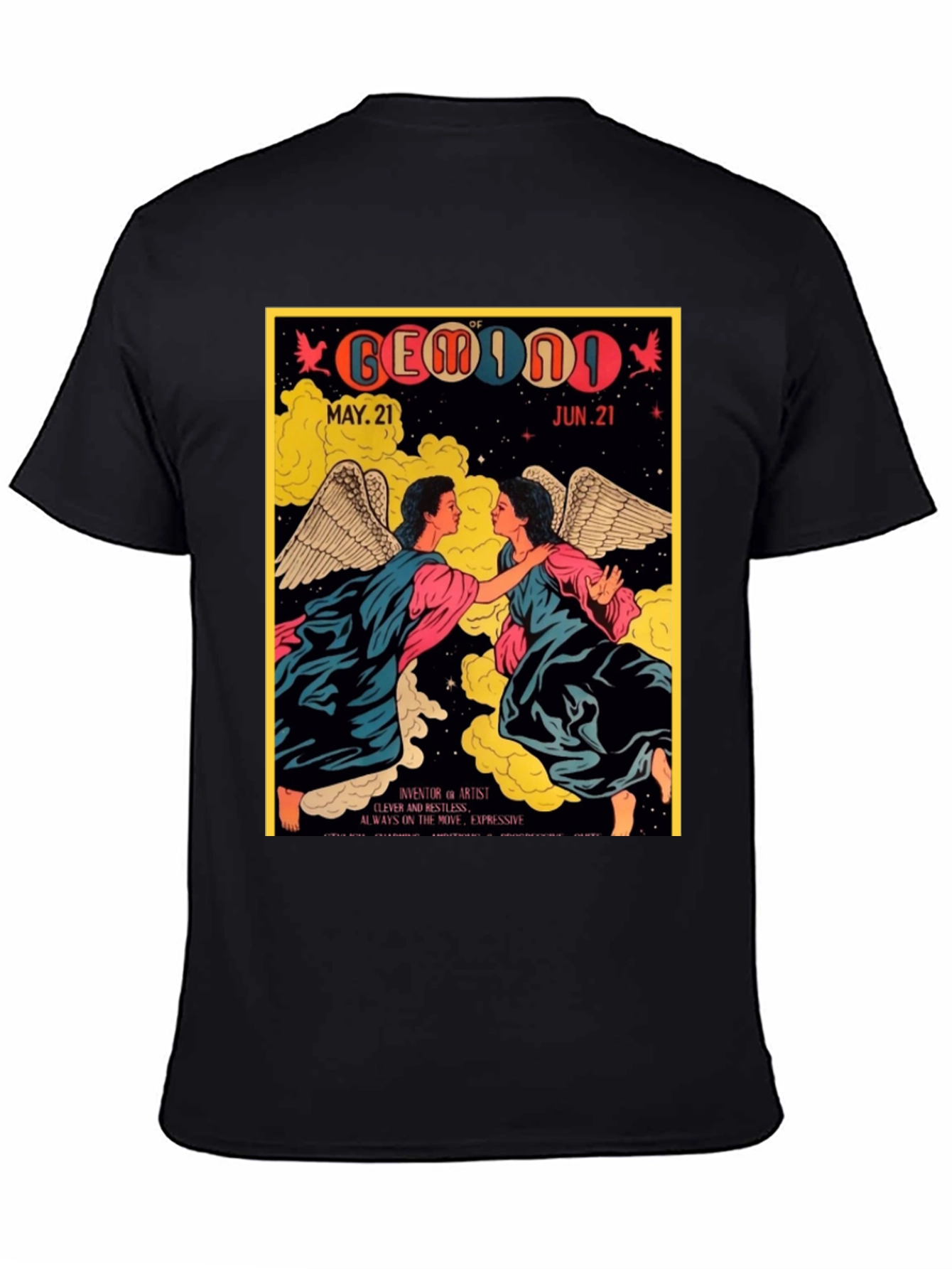 Gemini Zodiac T-Shirt May 21-Jun 21 Black Tee