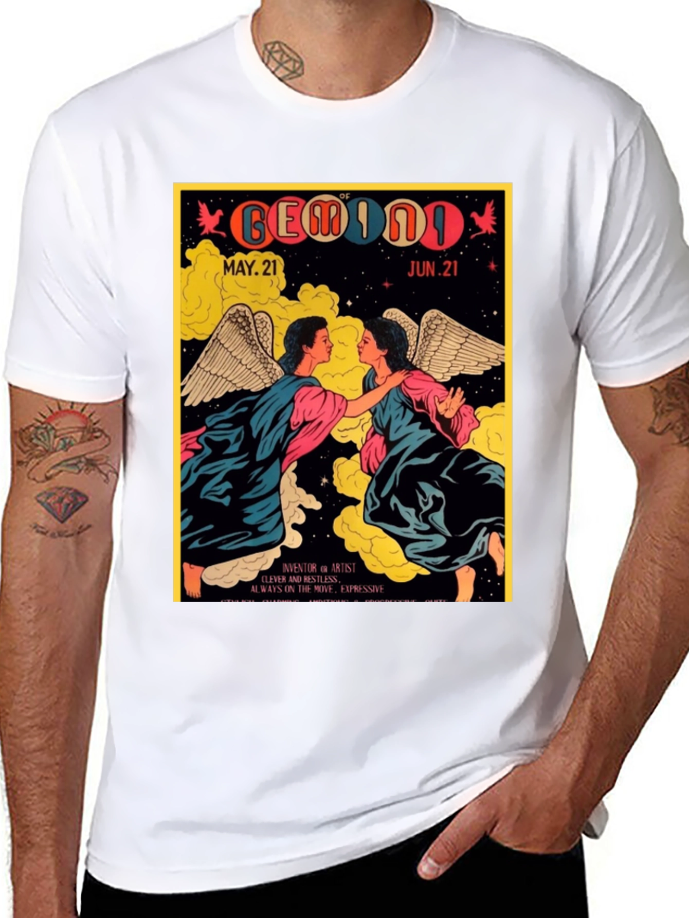 Gemini Zodiac T-Shirt May 21-Jun 21 Black Tee