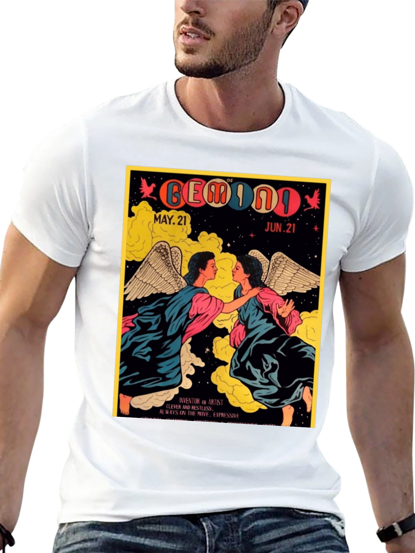 Gemini Zodiac T-Shirt May 21-Jun 21 Black Tee