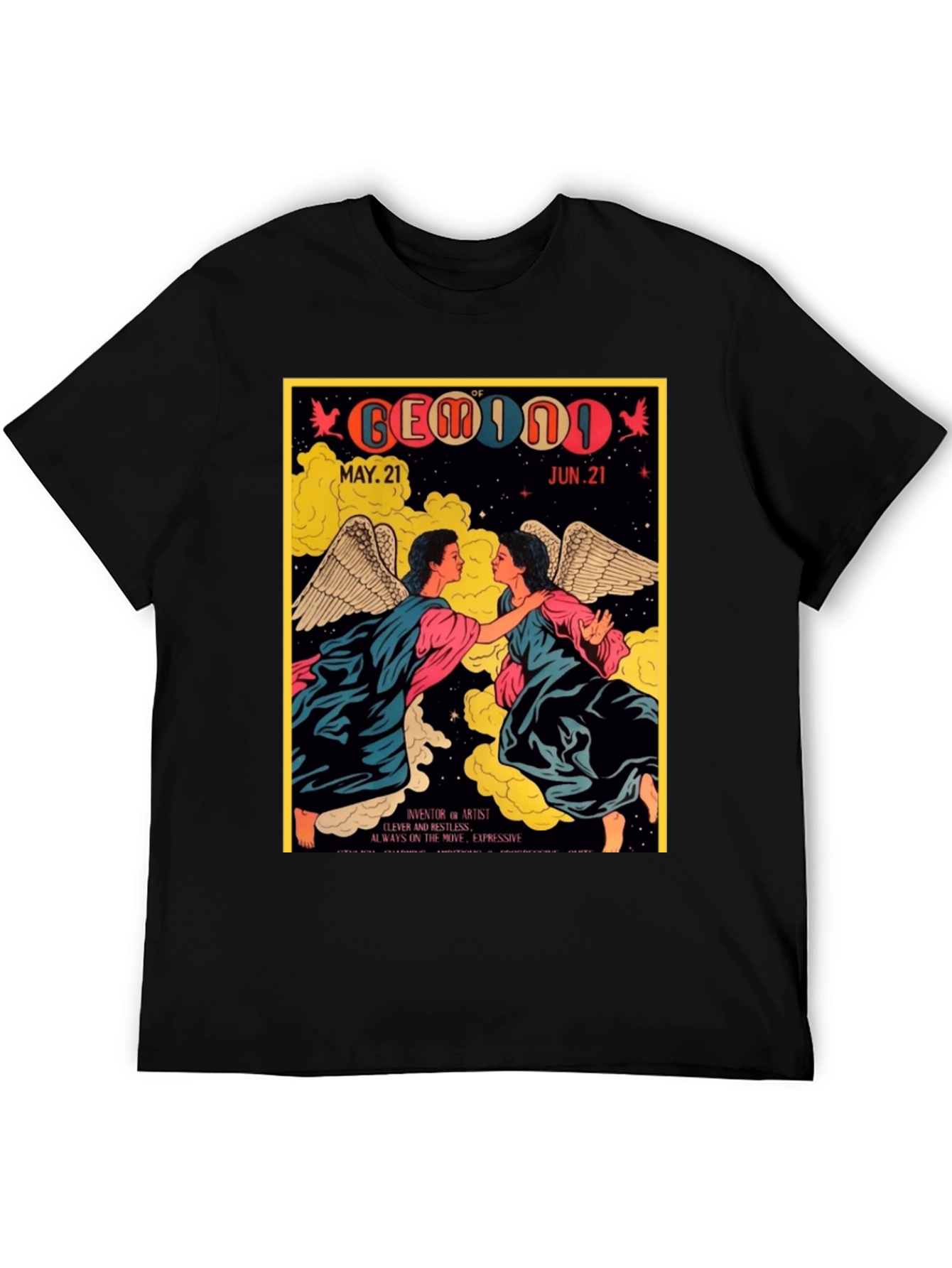 Gemini Zodiac T-Shirt May 21-Jun 21 Black Tee